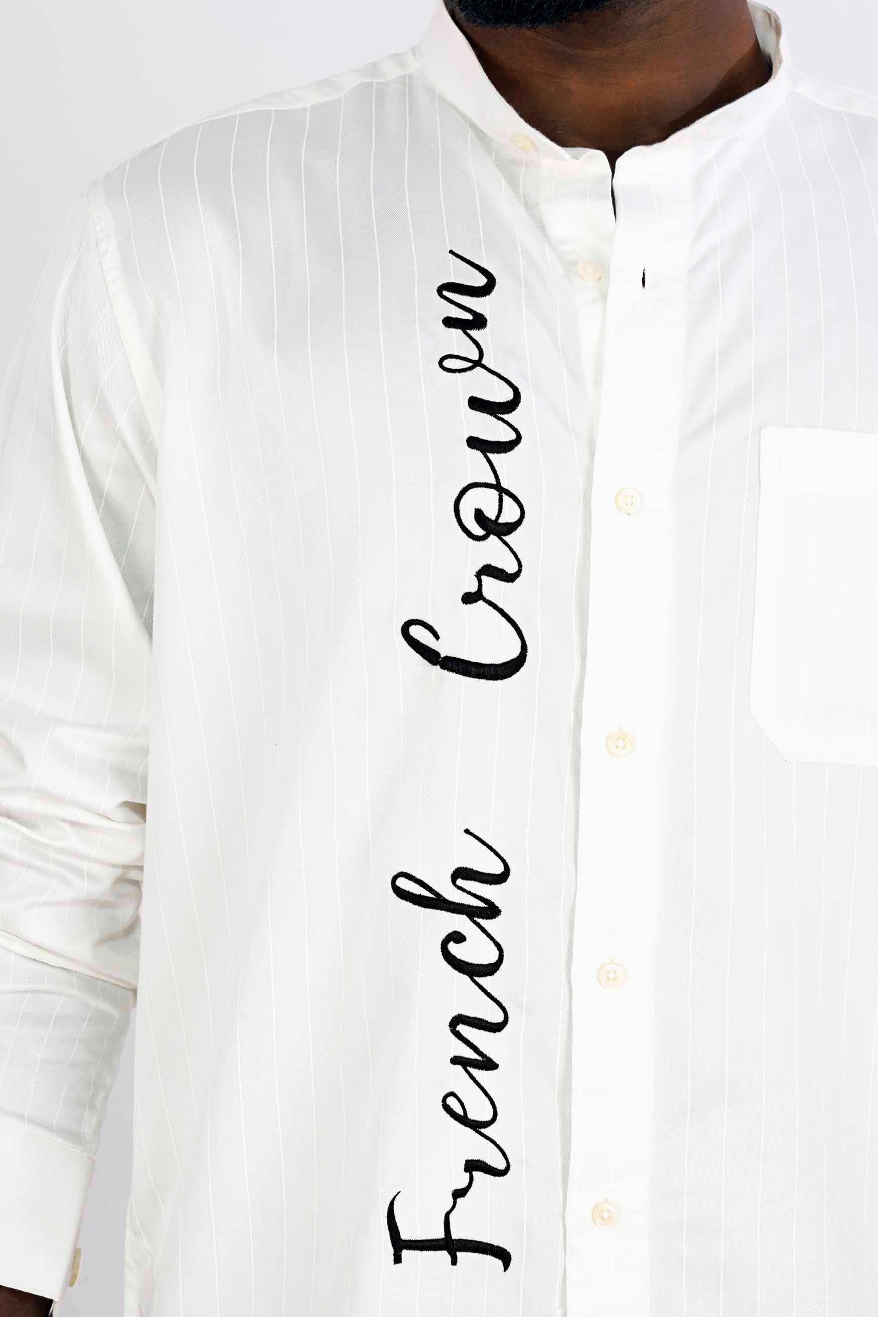 Bright White Subtle Embroidered with Black Embroidered Twill Premium Cotton Designer Shirt 8291-M-E187-38, 8291-M-E187-H-38, 8291-M-E187-39, 8291-M-E187-H-39, 8291-M-E187-40, 8291-M-E187-H-40, 8291-M-E187-42, 8291-M-E187-H-42, 8291-M-E187-44, 8291-M-E187-H-44, 8291-M-E187-46, 8291-M-E187-H-46, 8291-M-E187-48, 8291-M-E187-H-48, 8291-M-E187-50, 8291-M-E187-H-50, 8291-M-E187-52, 8291-M-E187-H-52