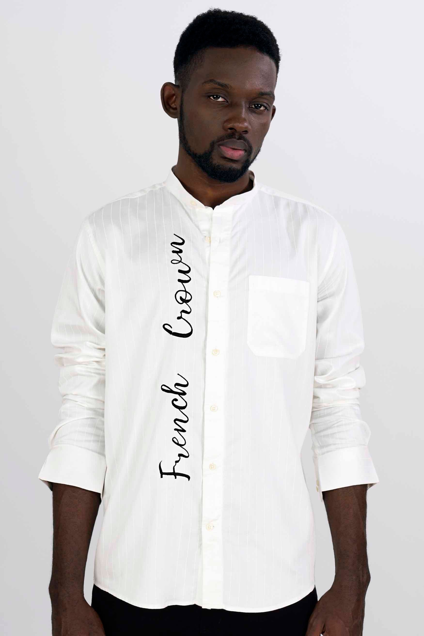 Bright White Subtle Embroidered with Black Embroidered Twill Premium Cotton Designer Shirt 8291-M-E187-38, 8291-M-E187-H-38, 8291-M-E187-39, 8291-M-E187-H-39, 8291-M-E187-40, 8291-M-E187-H-40, 8291-M-E187-42, 8291-M-E187-H-42, 8291-M-E187-44, 8291-M-E187-H-44, 8291-M-E187-46, 8291-M-E187-H-46, 8291-M-E187-48, 8291-M-E187-H-48, 8291-M-E187-50, 8291-M-E187-H-50, 8291-M-E187-52, 8291-M-E187-H-52