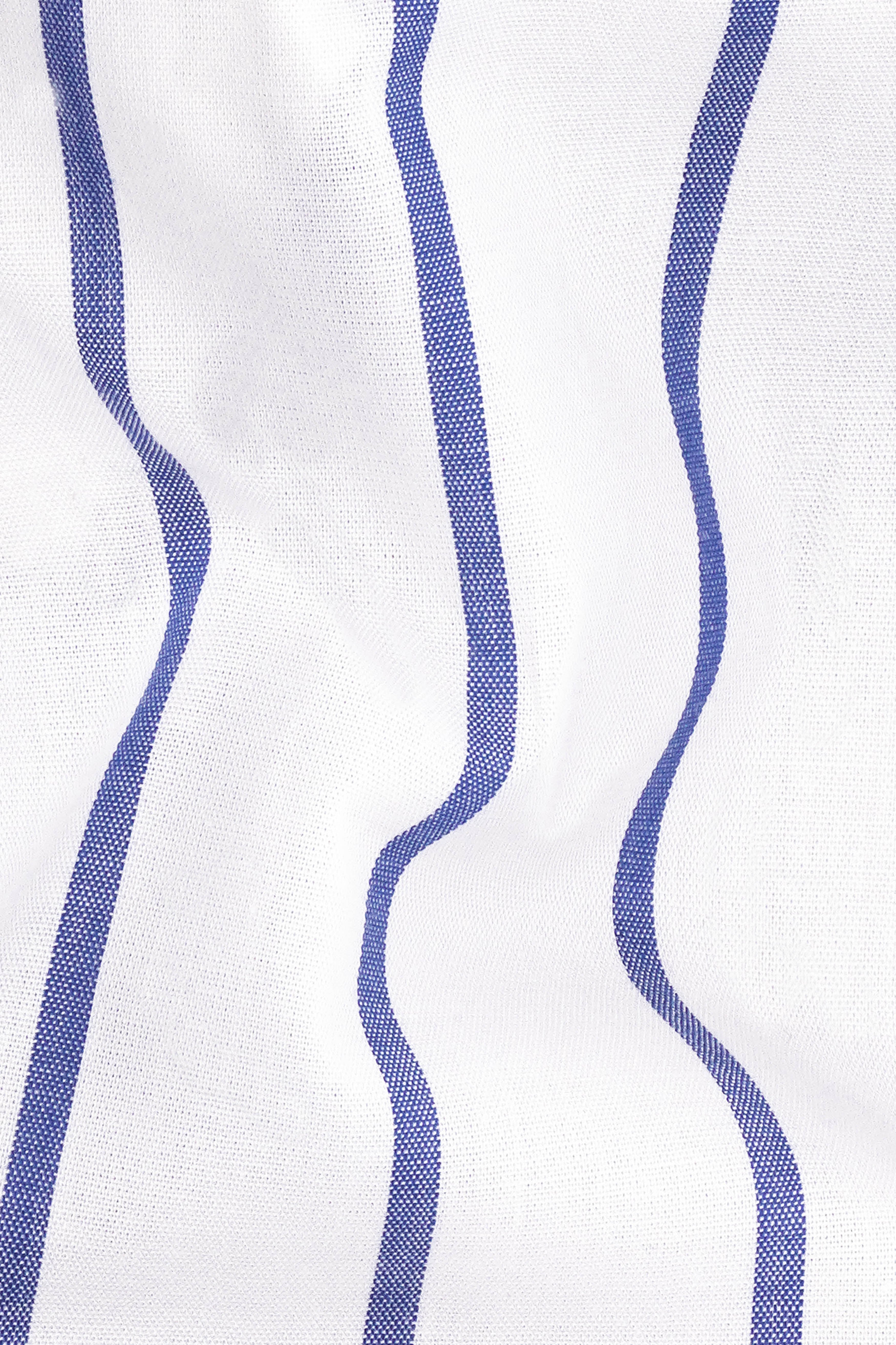 Bright White and Waikawa Blue Striped with Snake Printed Premium Cotton Designer Kurta Shirt