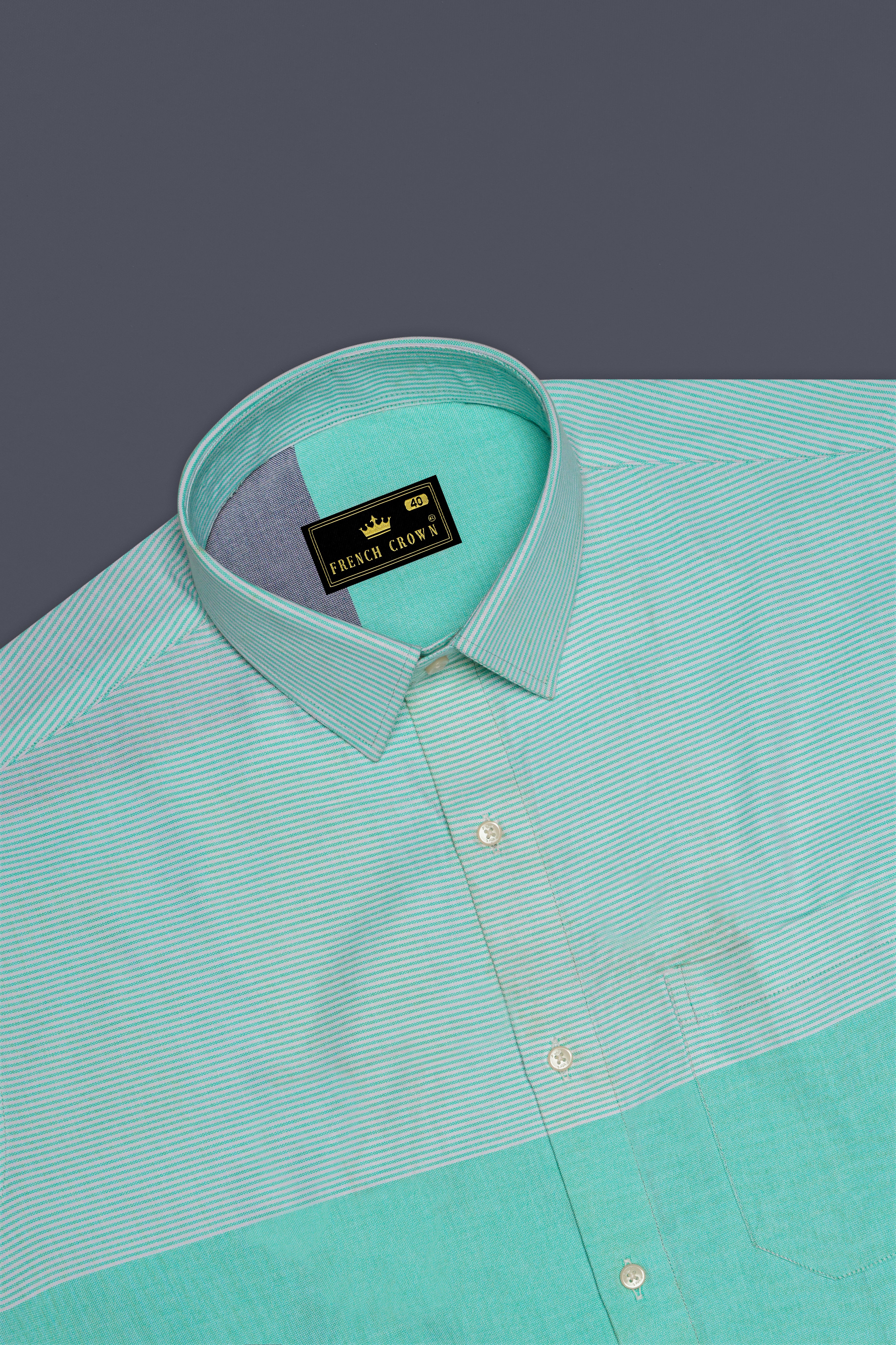 Manatee Gray with Scandal Aqua Green Royal Oxford Designer Shirt