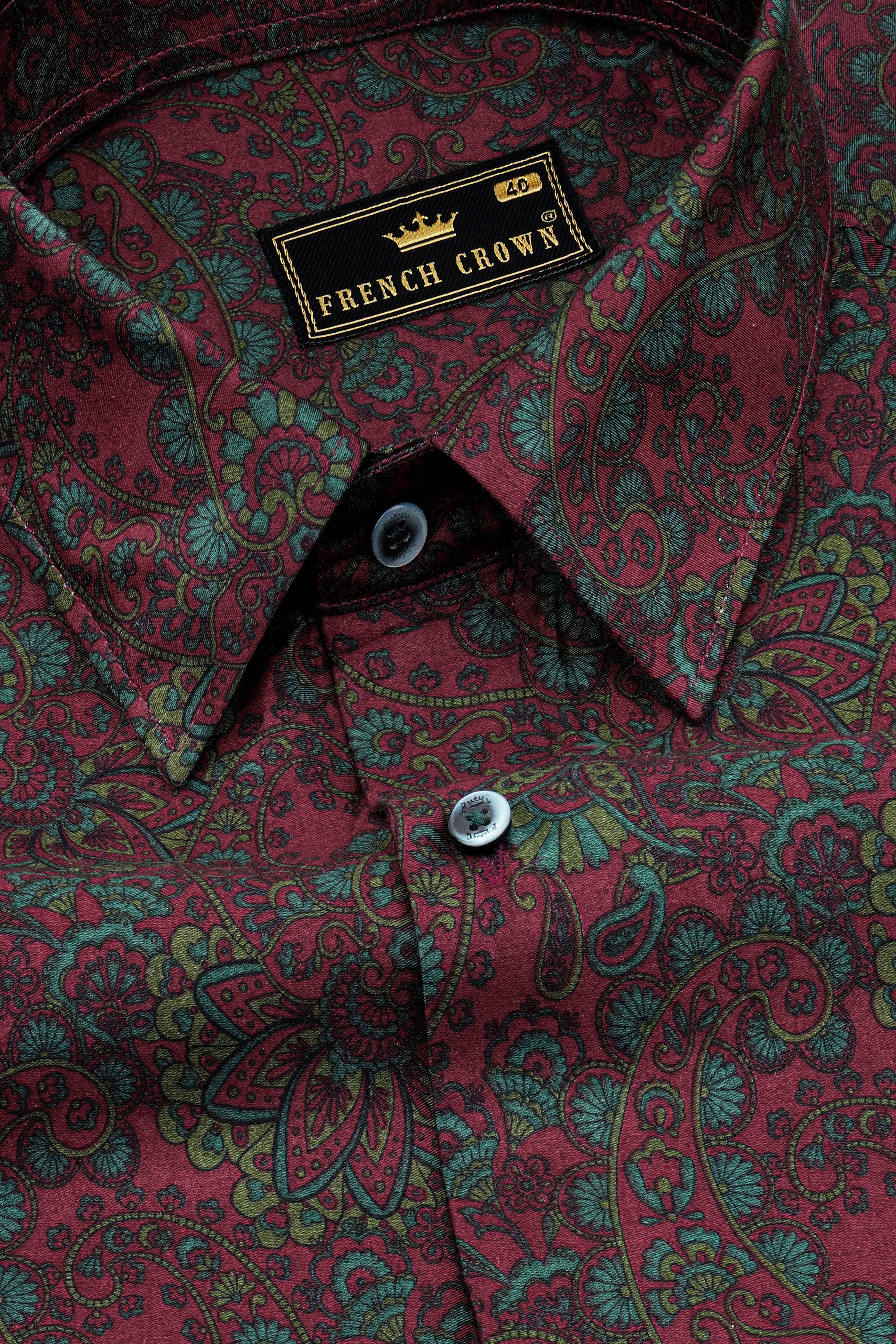 Monarch Maroon with William Green Paisley Printed Super Soft Premium Cotton Shirt