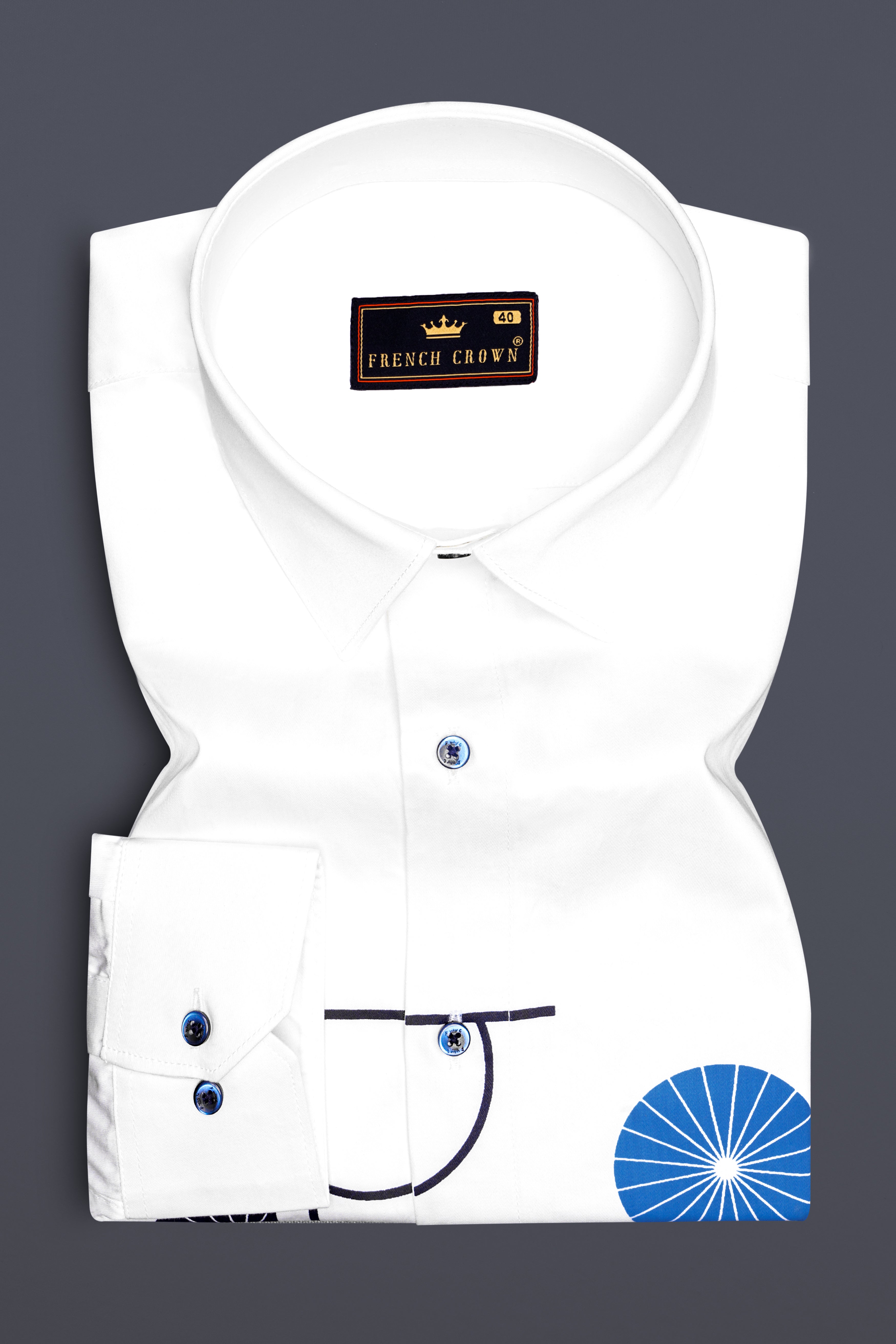 Bright White Japanese Printed Super Soft Premium Cotton Shirt