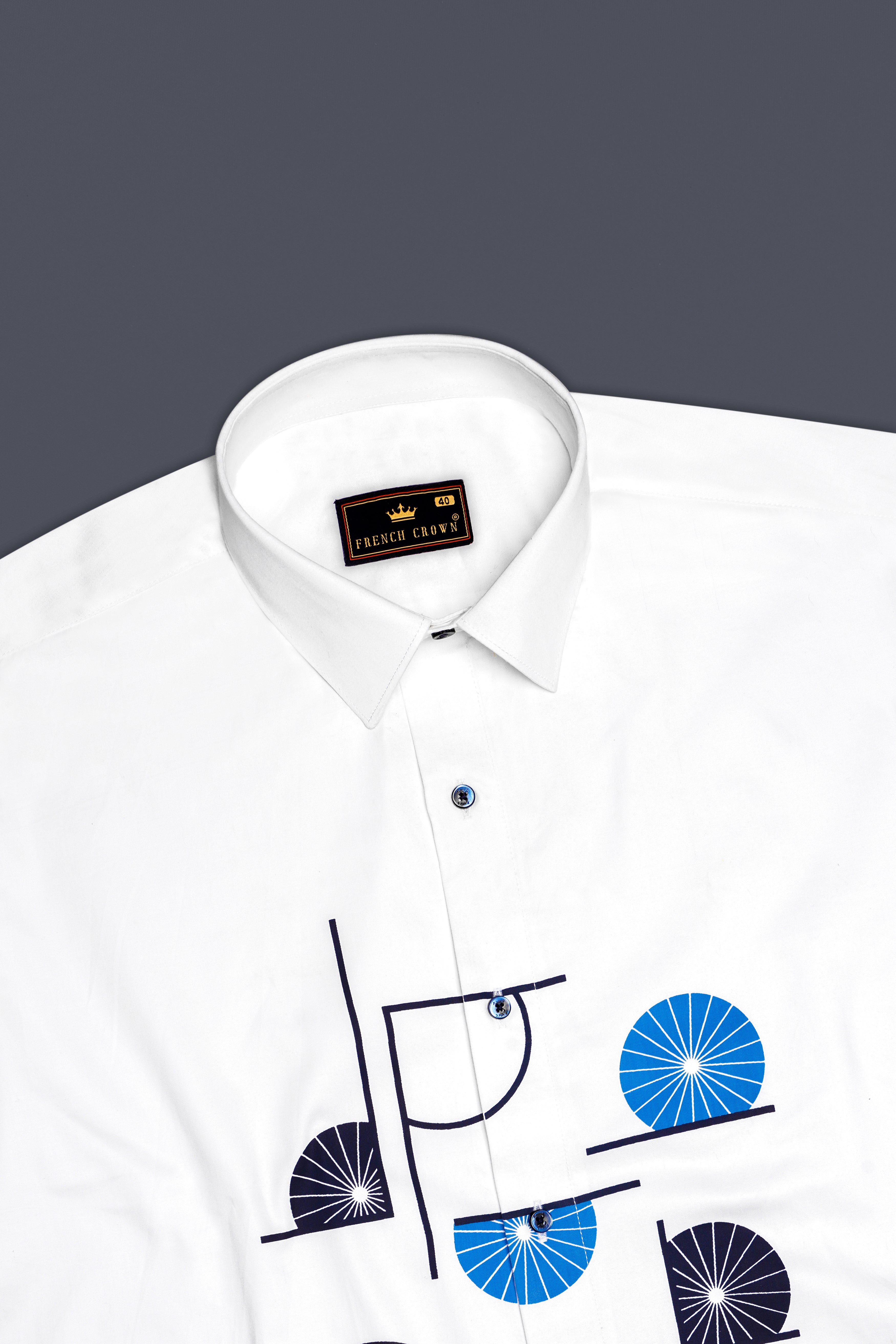 Bright White Japanese Printed Super Soft Premium Cotton Shirt