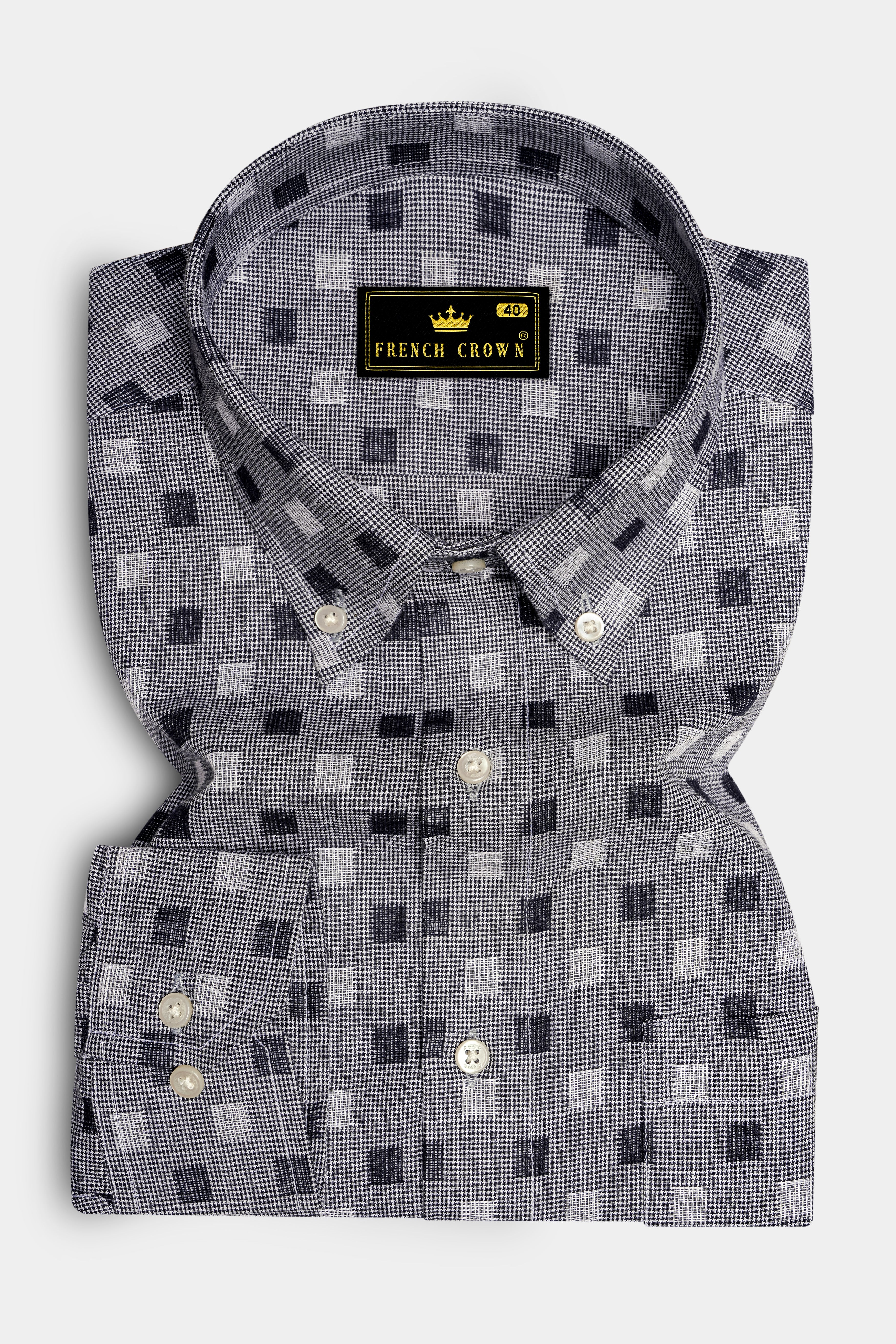 Smokey Gray with Box Dobby Textured Premium Giza Cotton Shirt