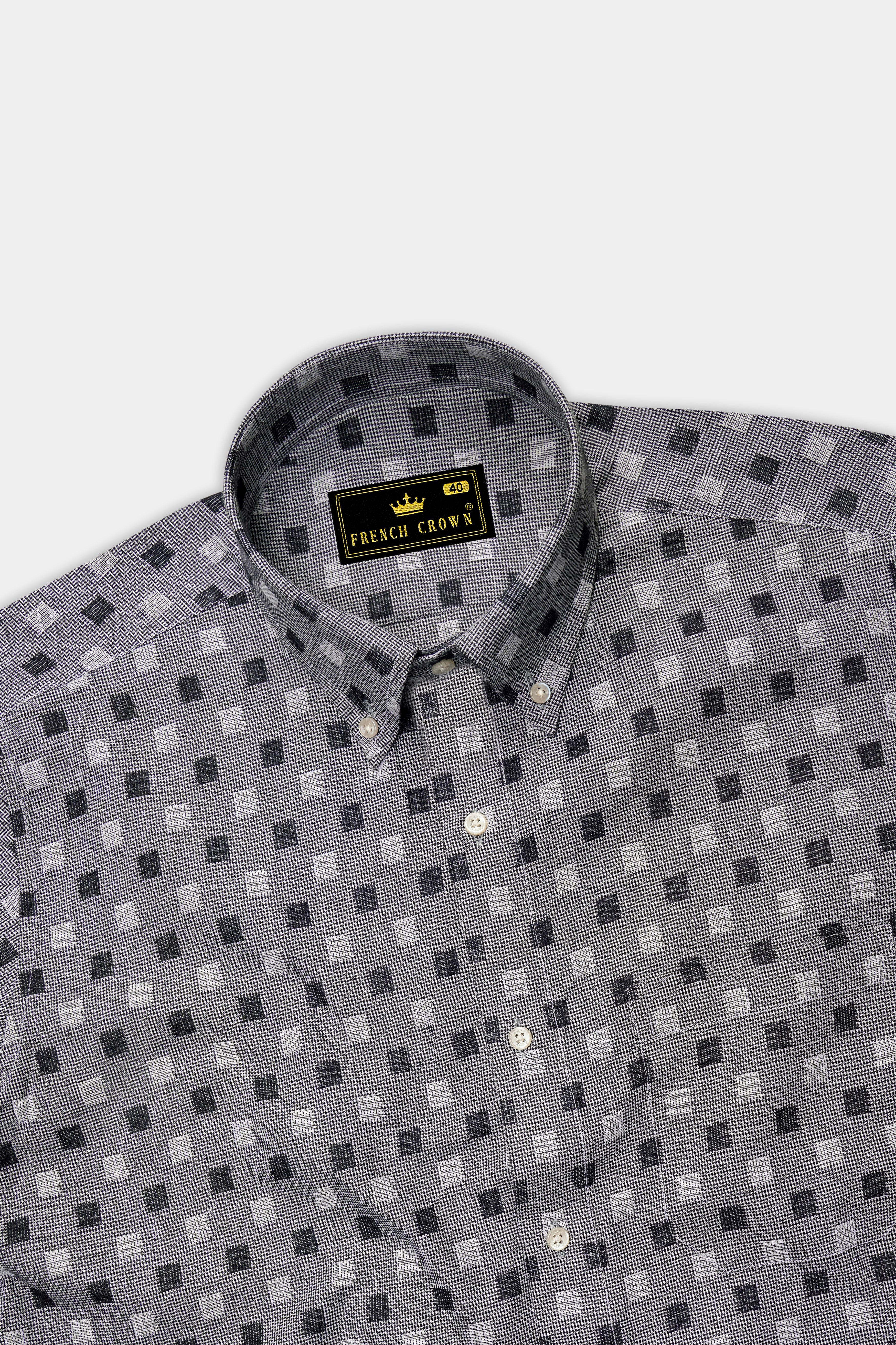 Smokey Gray with Box Dobby Textured Premium Giza Cotton Shirt