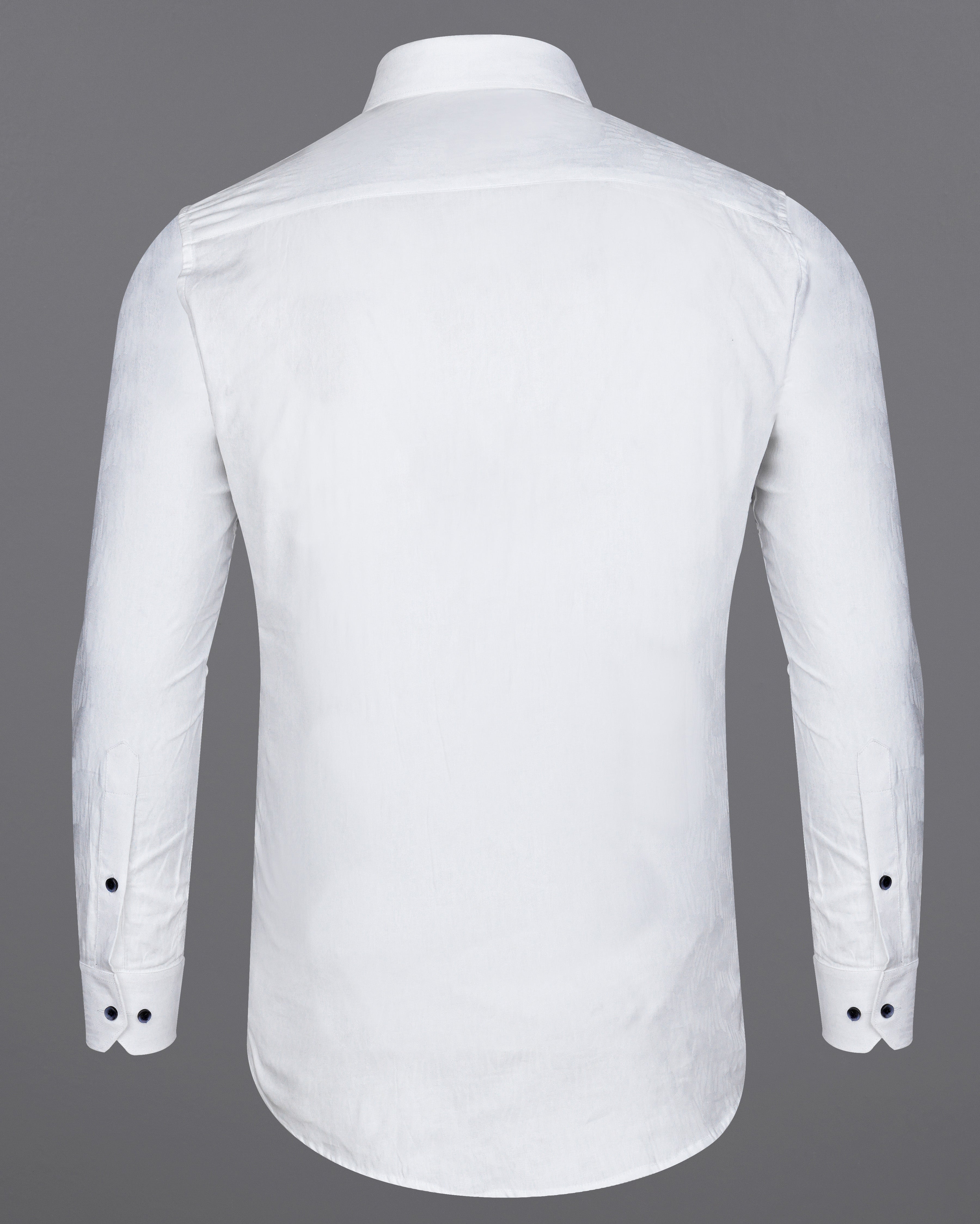 Bright White Jacquard Textured Premium Giza Cotton Shirt
