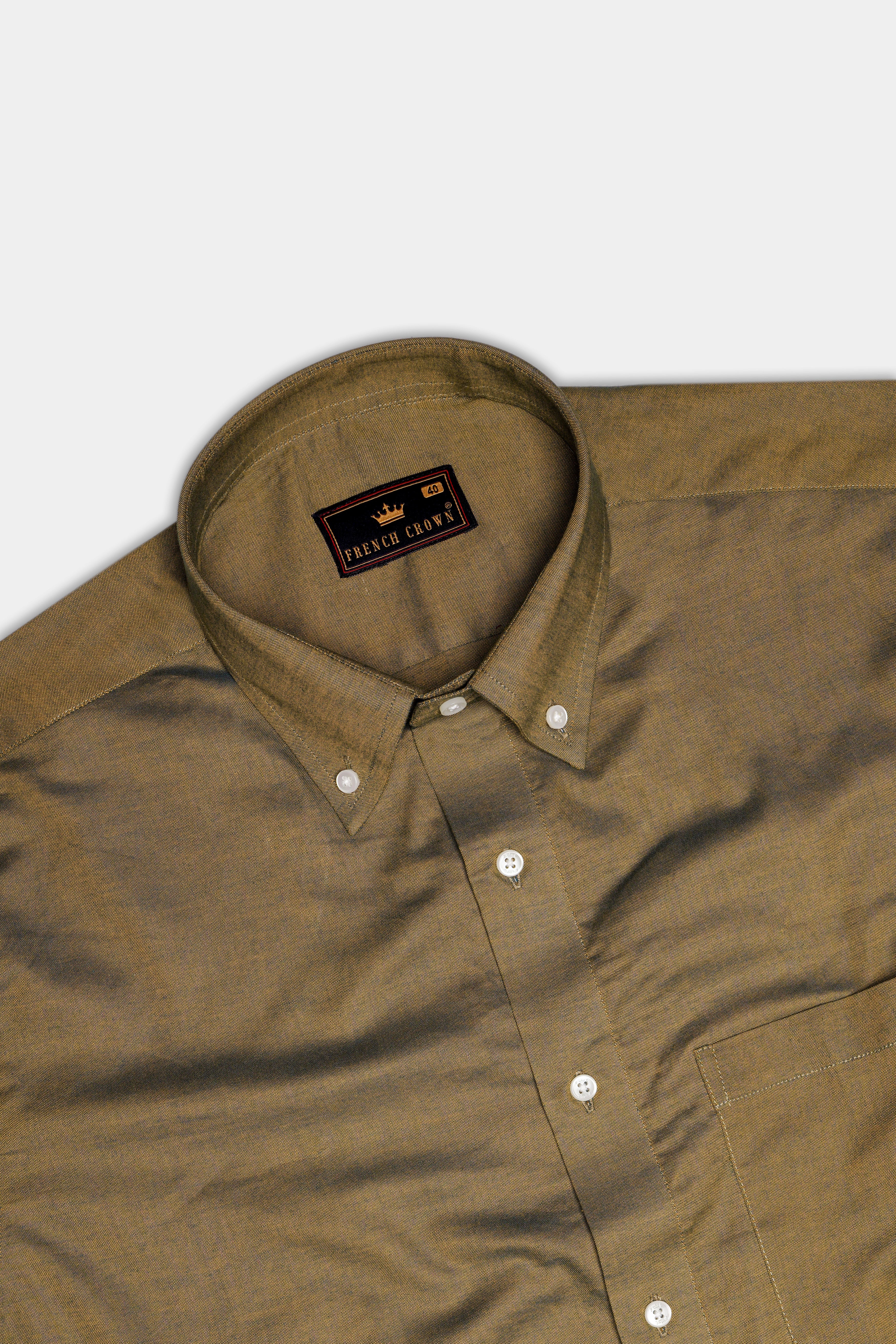 Taupe Brown Button Down Chambray Shirt