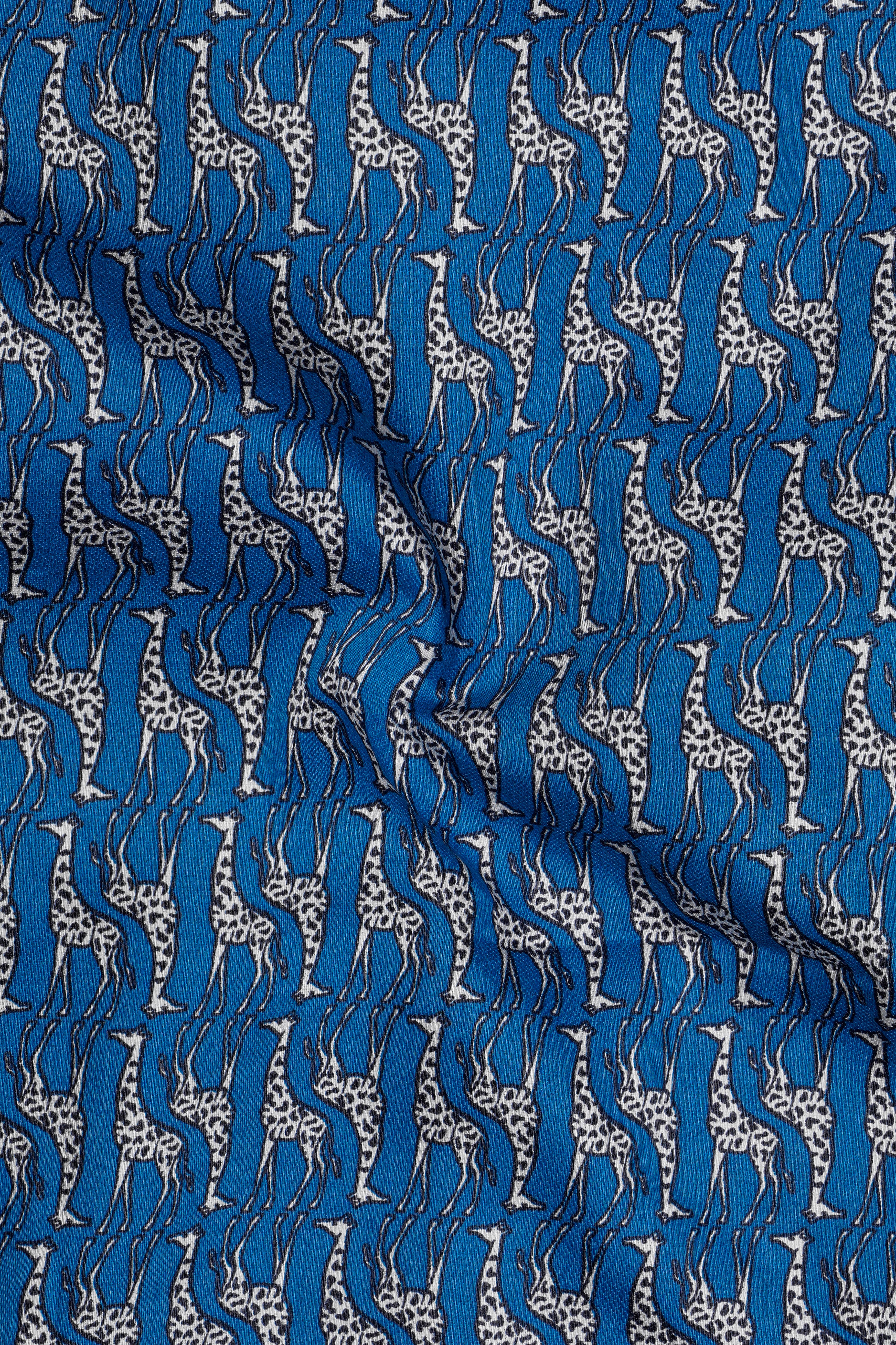 Mackerel Blue Giraffe Printed Super Soft Premium Cotton Shirt