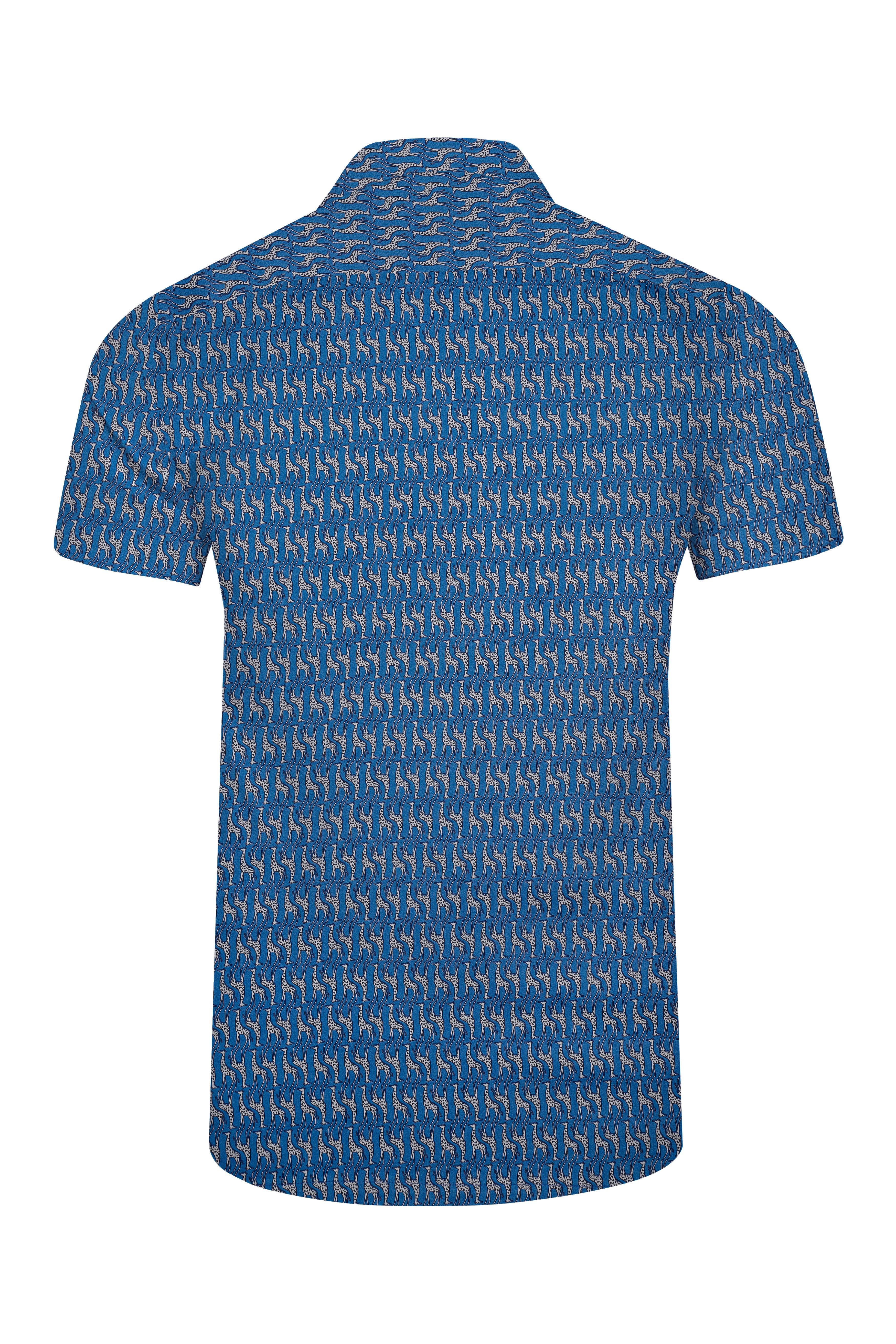 Mackerel Blue Giraffe Printed Super Soft Premium Cotton Shirt