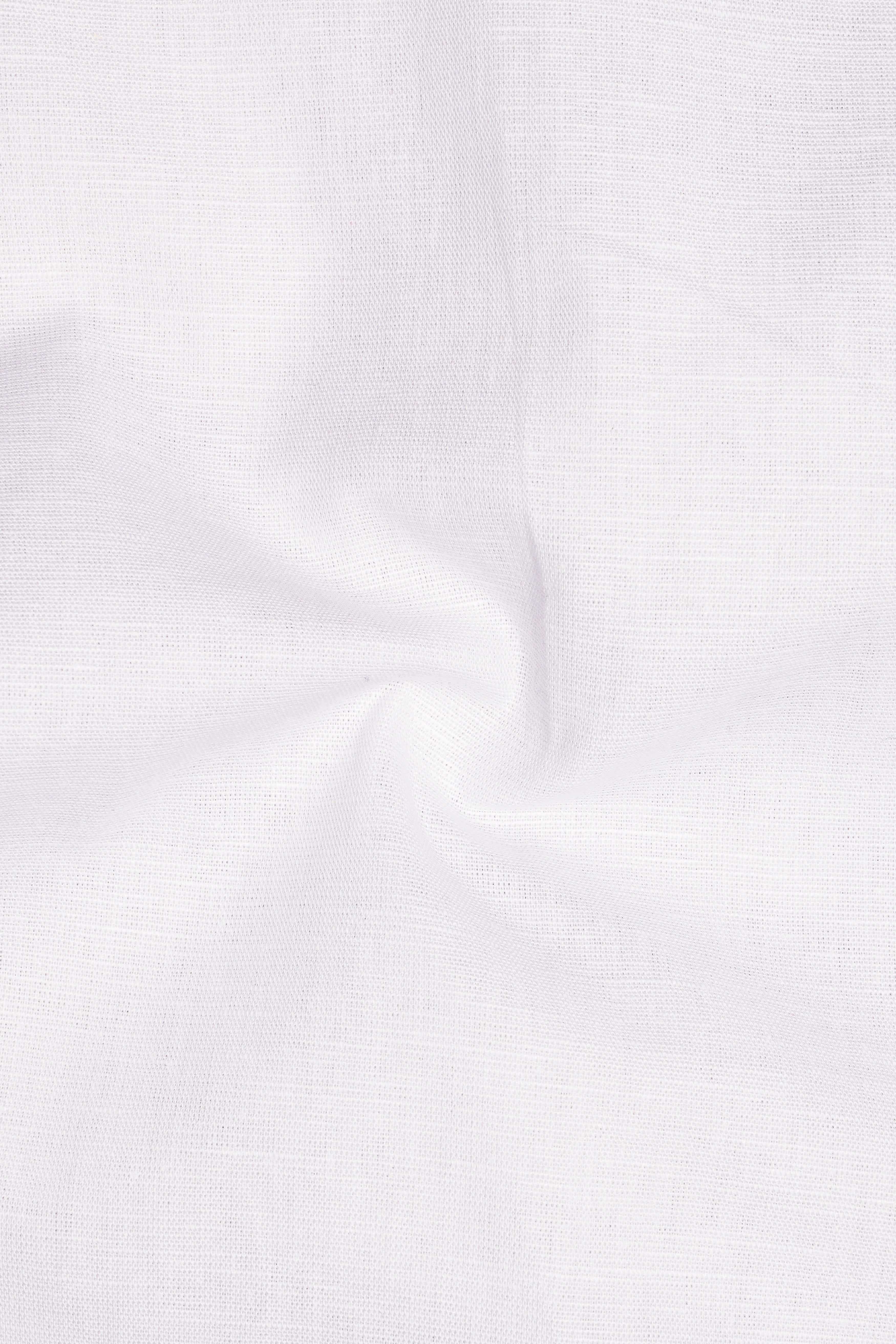 Bright White with Green Patch Pocket Luxurious Linen Designer Shirt