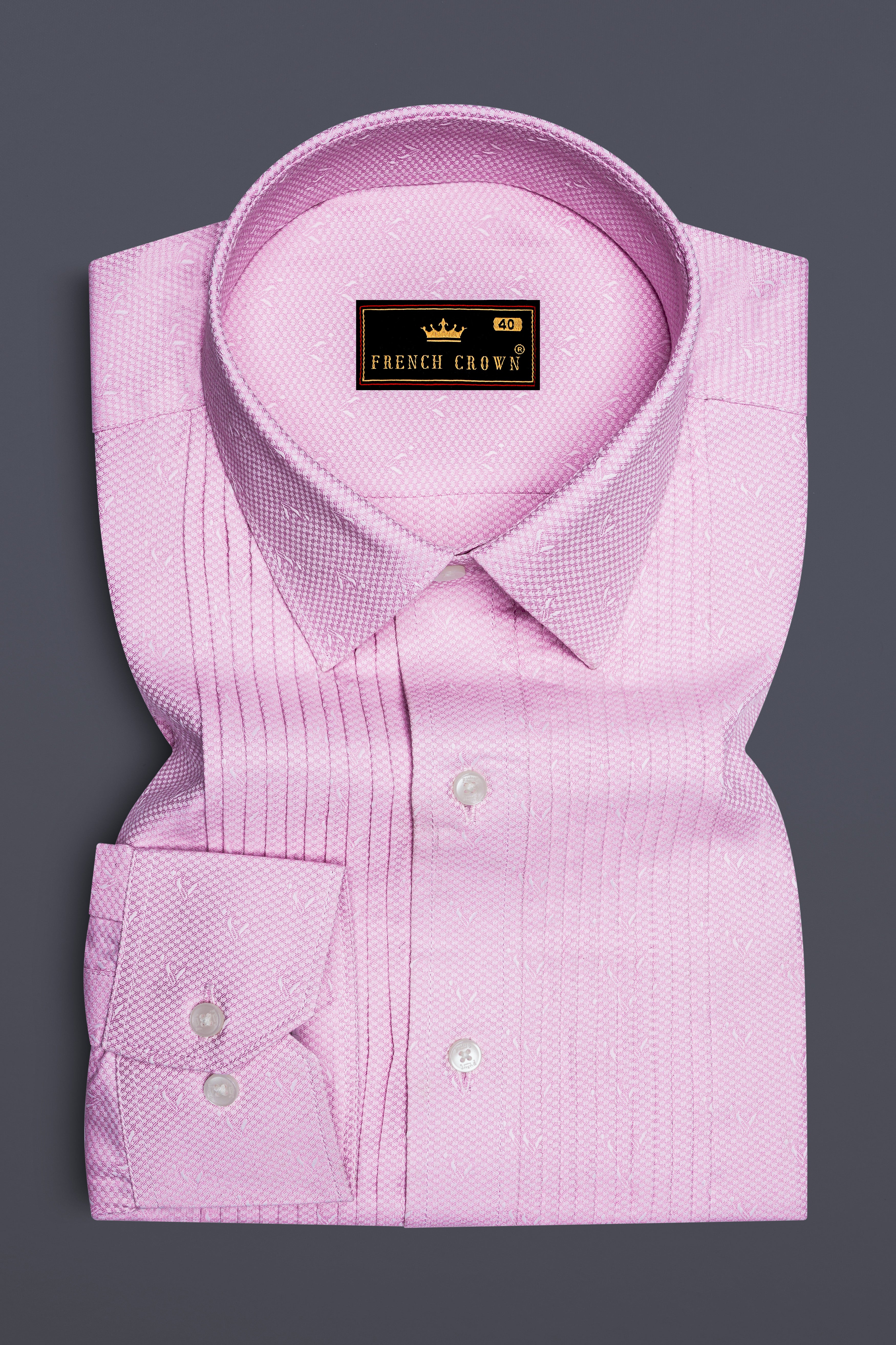 Carousel Pink Snake Tuxedo Dobby Textured Premium Giza Cotton Tuxedo Shirt