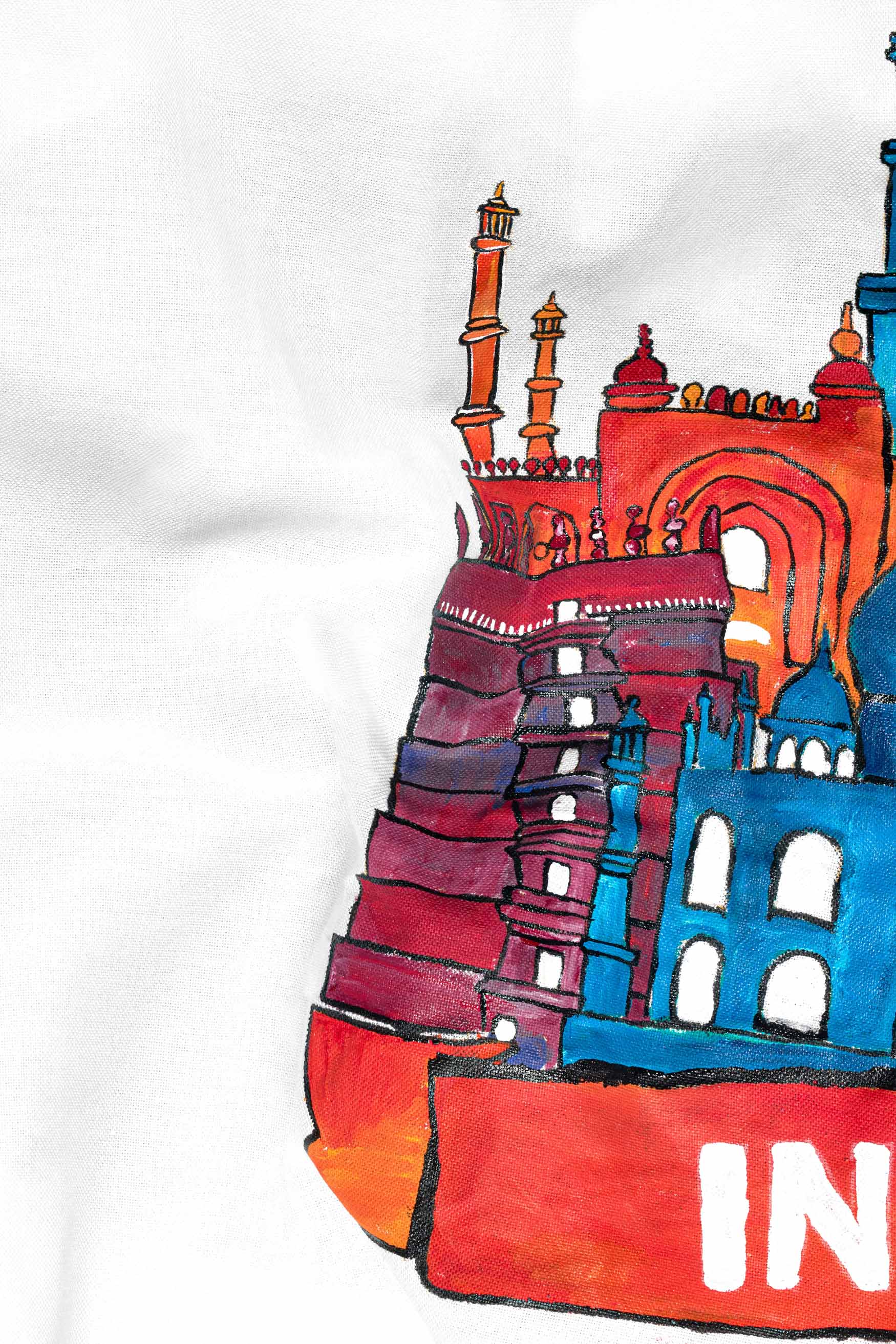 Bright White India Hand Painted Royal Oxford Designer Shirt