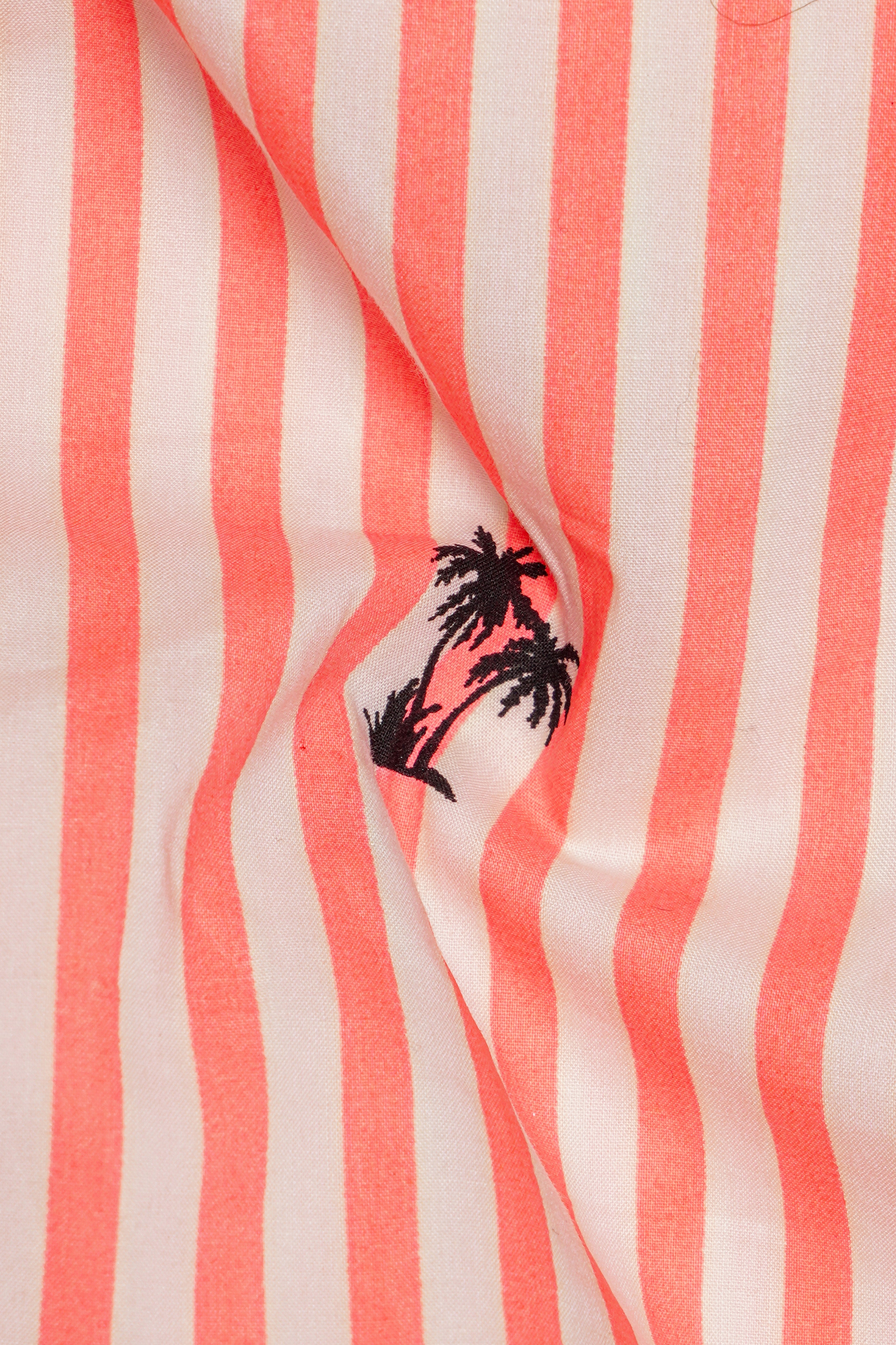 Orange with White Checked and Striped Premium Cotton Designer Shirt