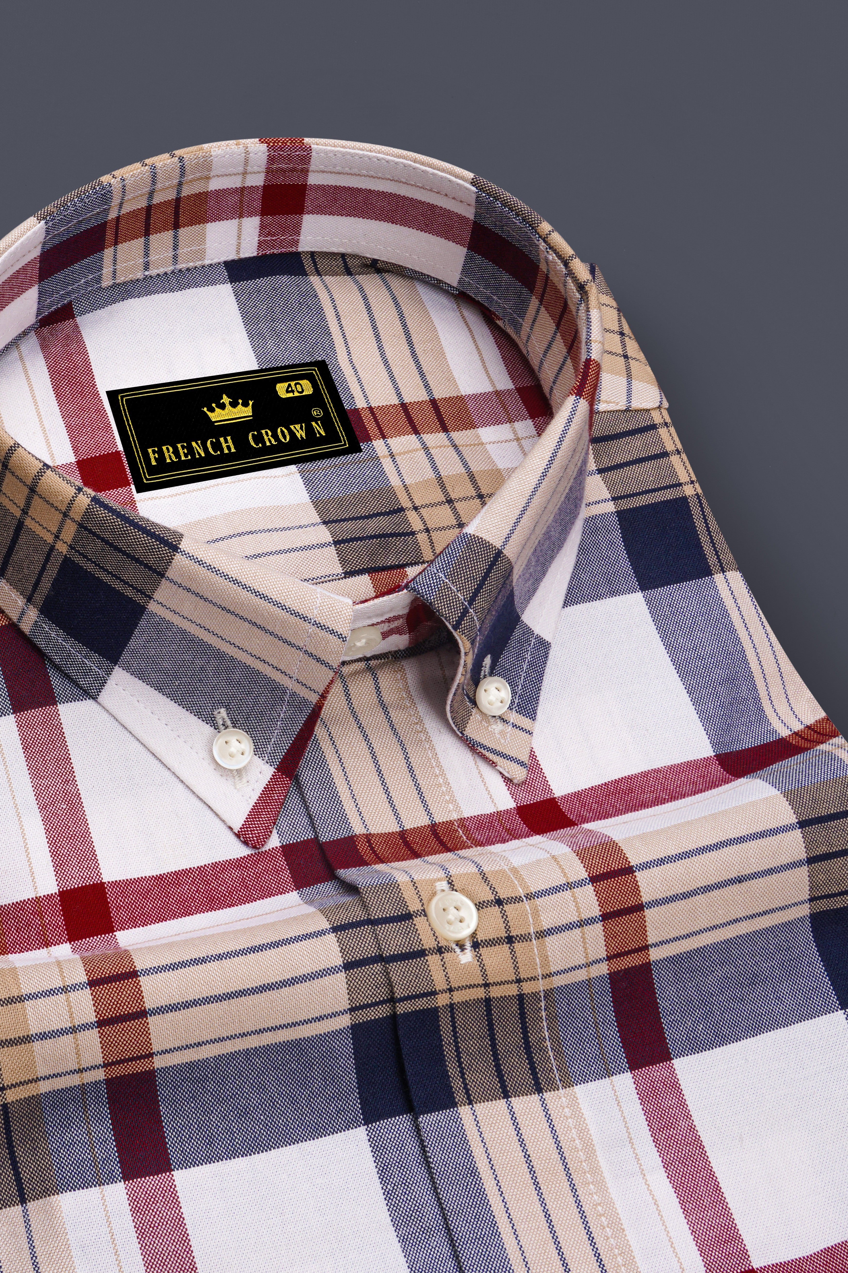 Bright White with Haiti Blue Multicolour Plaid Royal Oxford Shirt