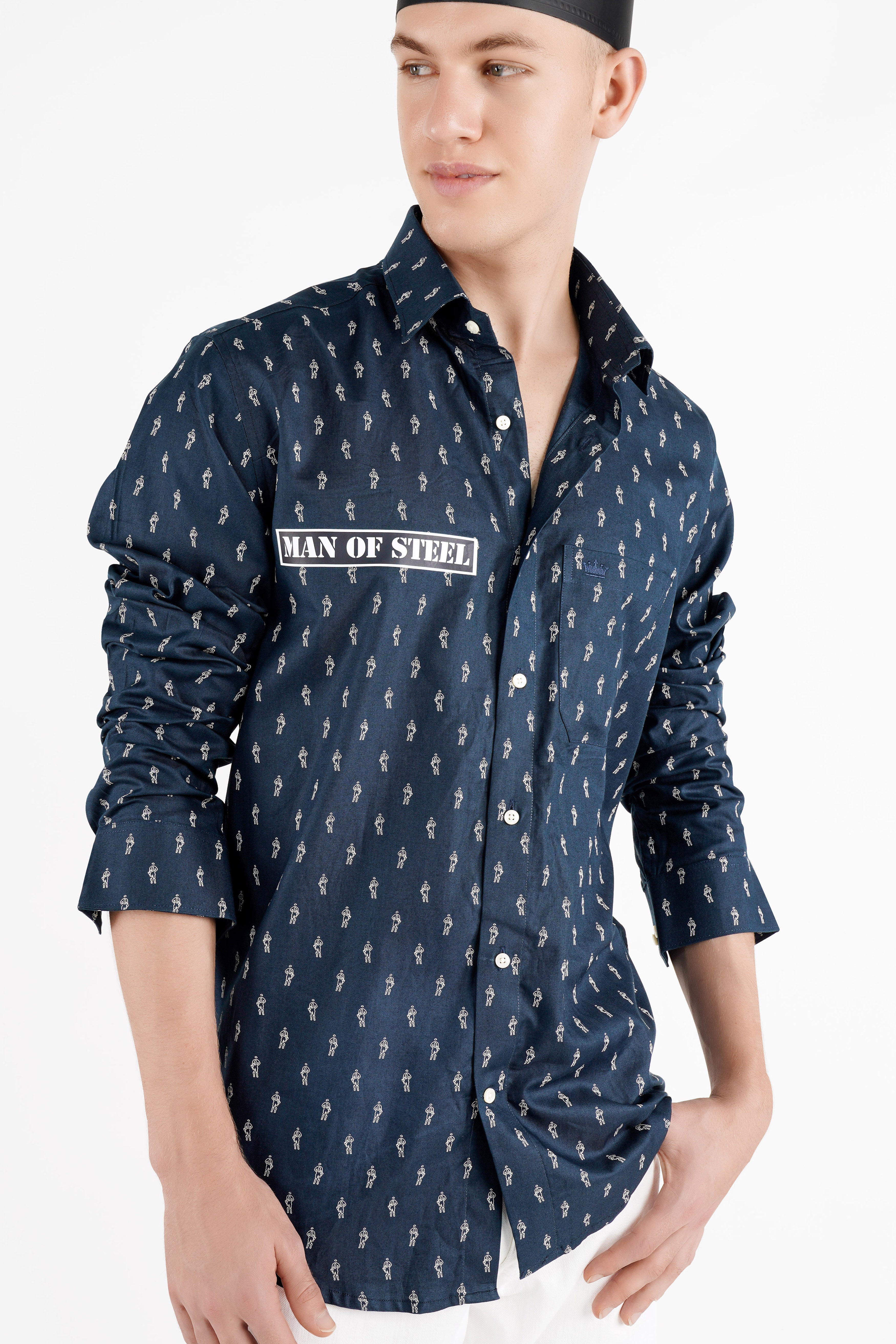 Firefly Port Blue Printed Royal Oxford Designer Shirt