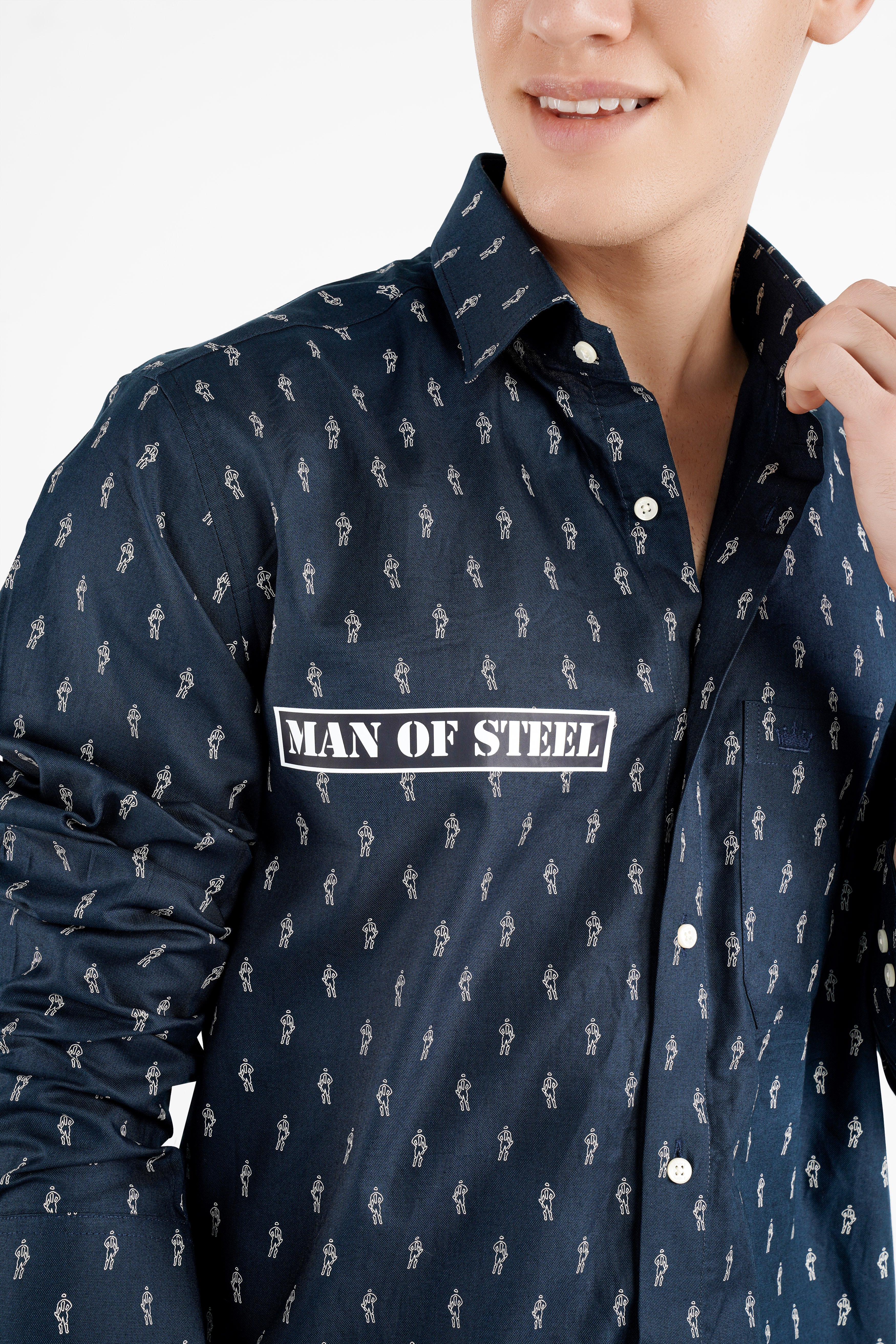 Firefly Port Blue Printed Royal Oxford Designer Shirt