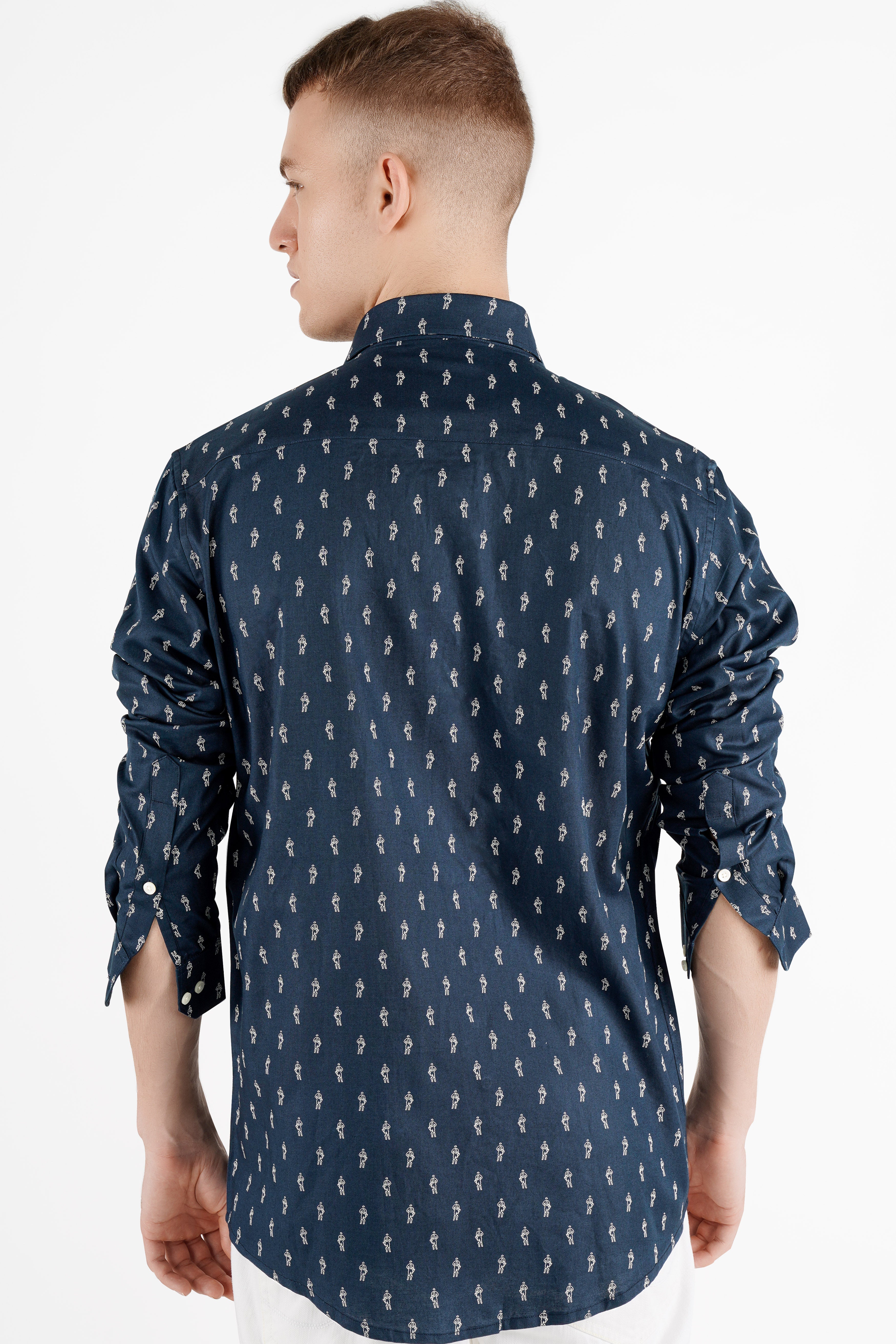 Firefly Port Blue Printed Royal Oxford Designer Shirt