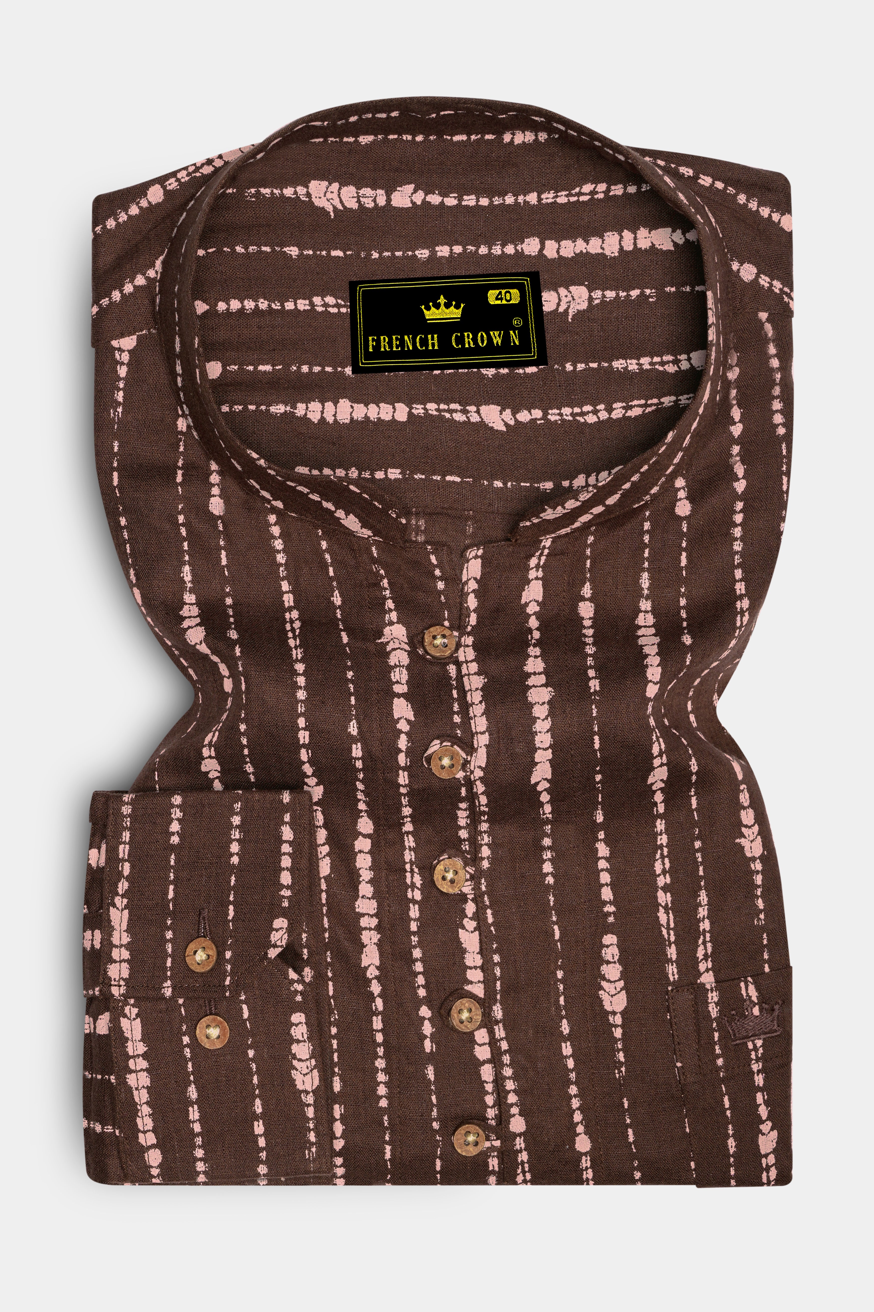 Espresso Brown Striped Kurta Shirt