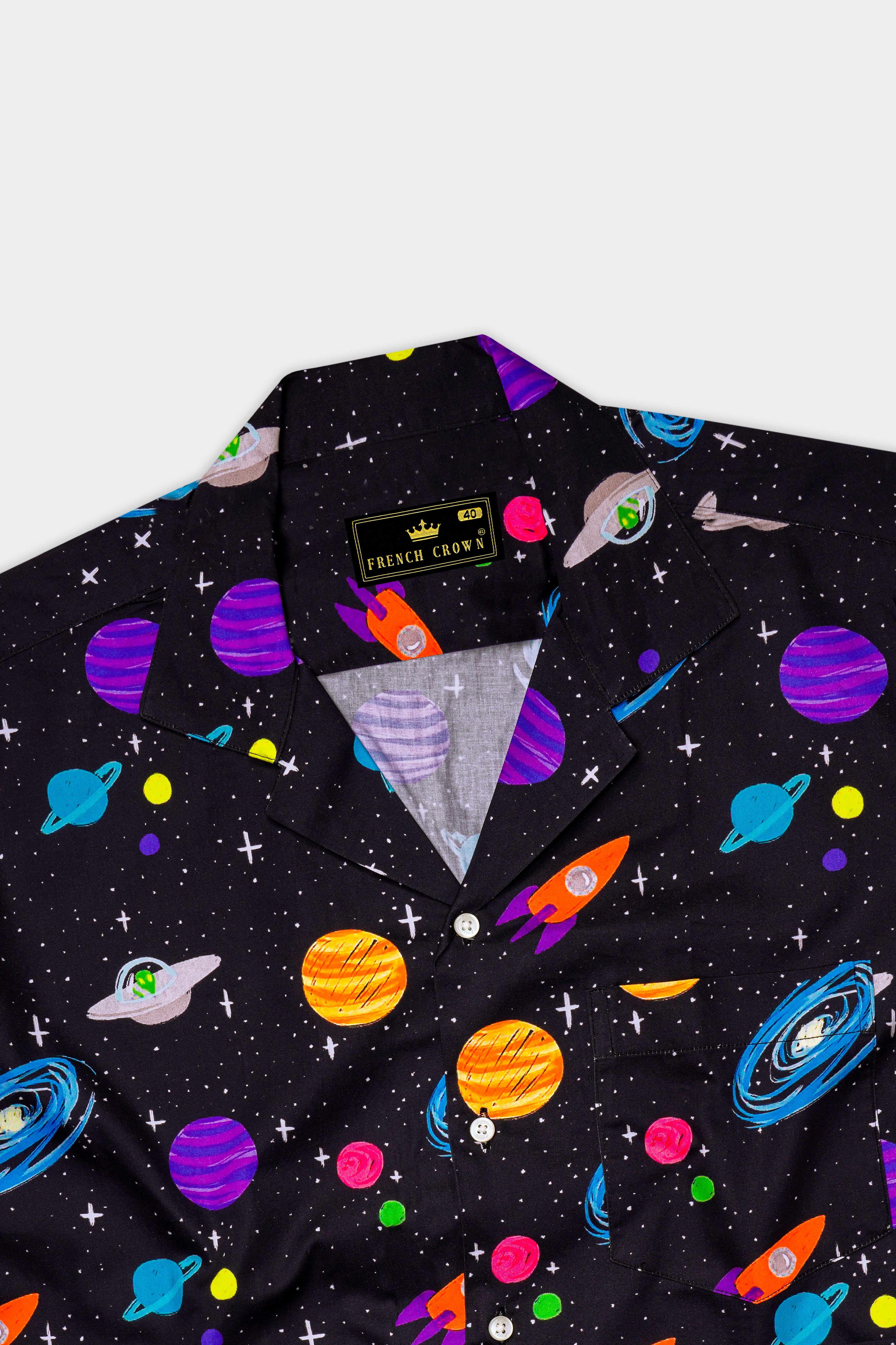 Jade Black Multicolour Galaxy Printed Super Soft Premium Cotton Shirt