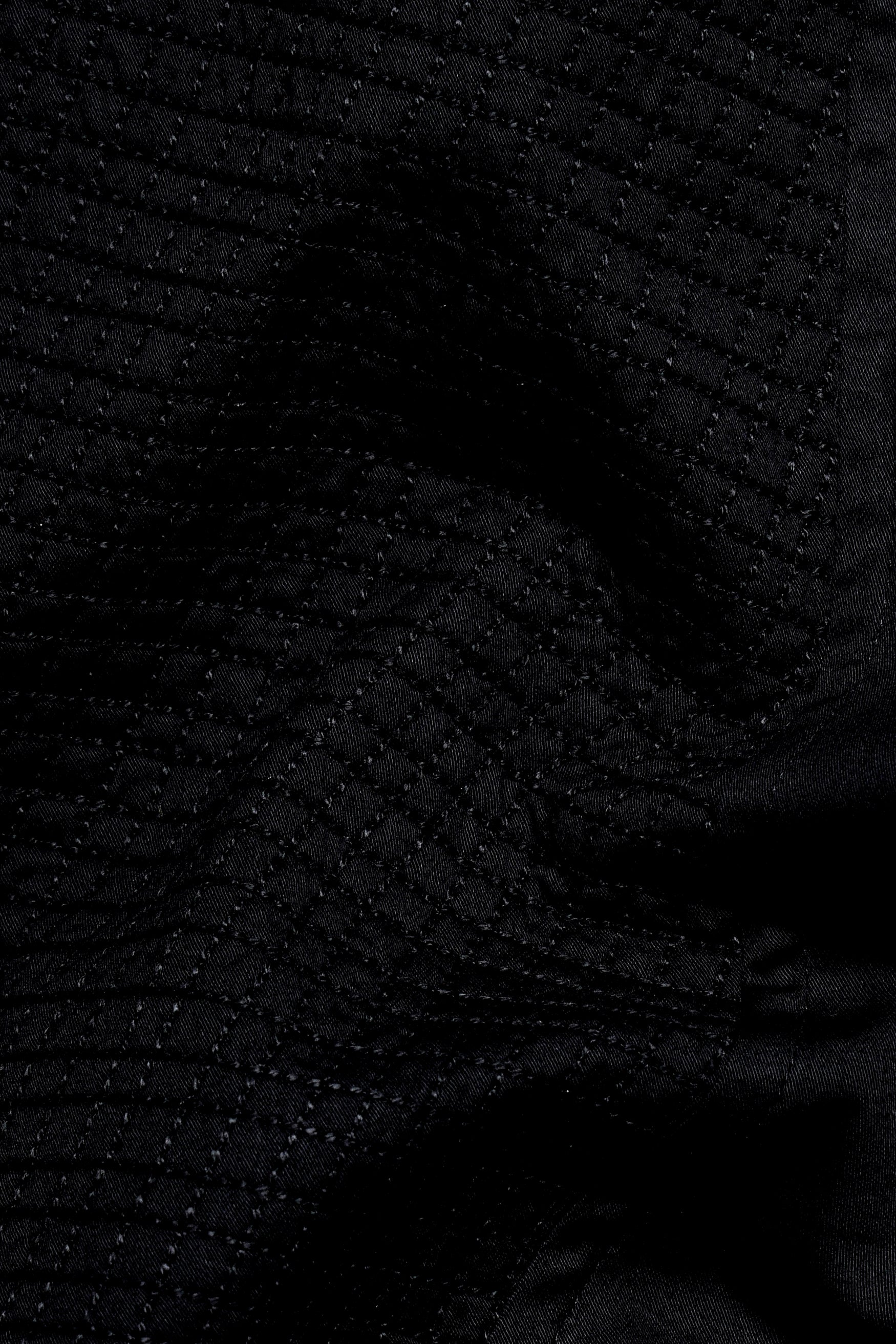 Jade Black Super Soft Premium Cotton Embroidered Designer Tuxedo Shirt