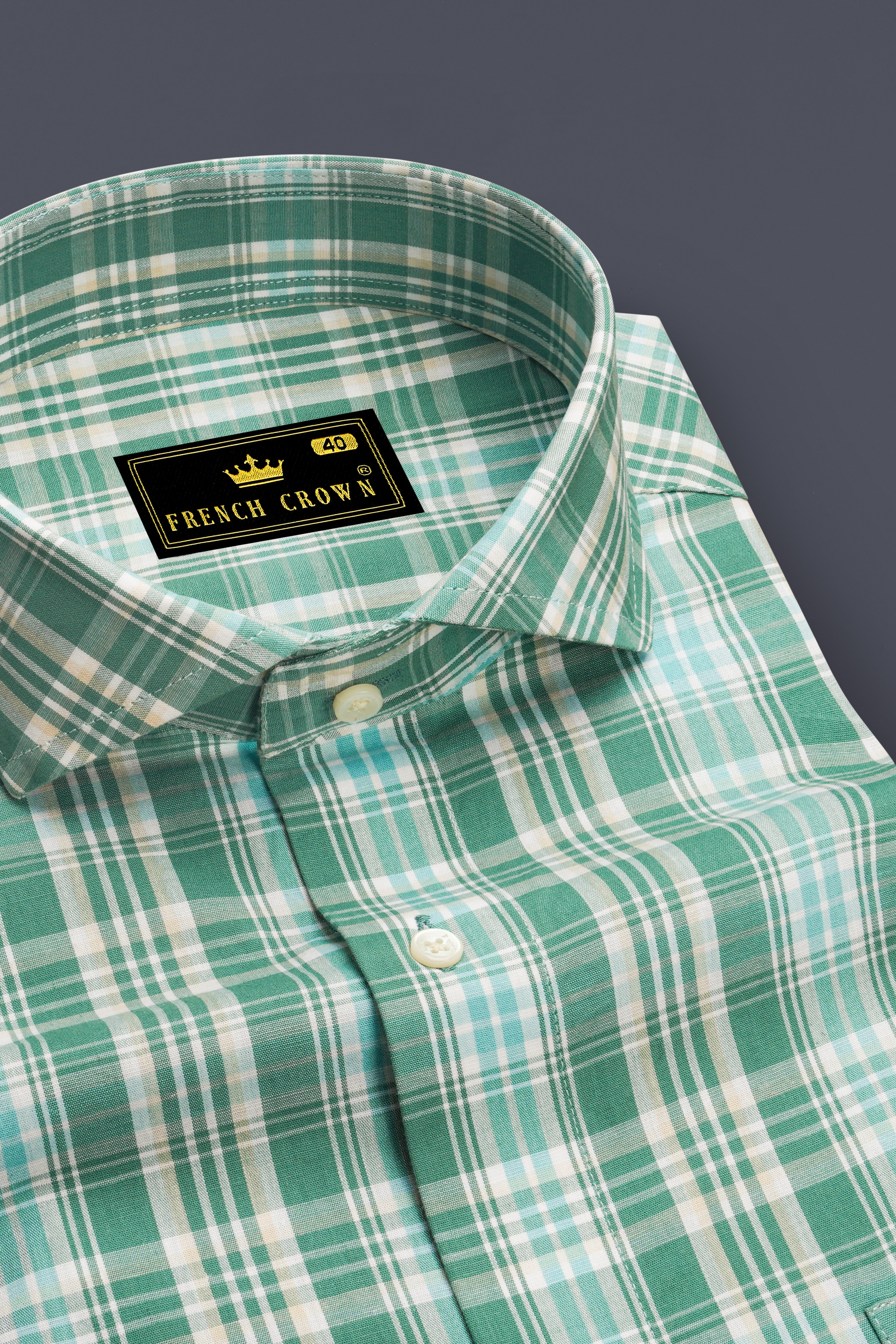 Viridian Green with Chinook Blue Plaid Premium Cotton Shirt