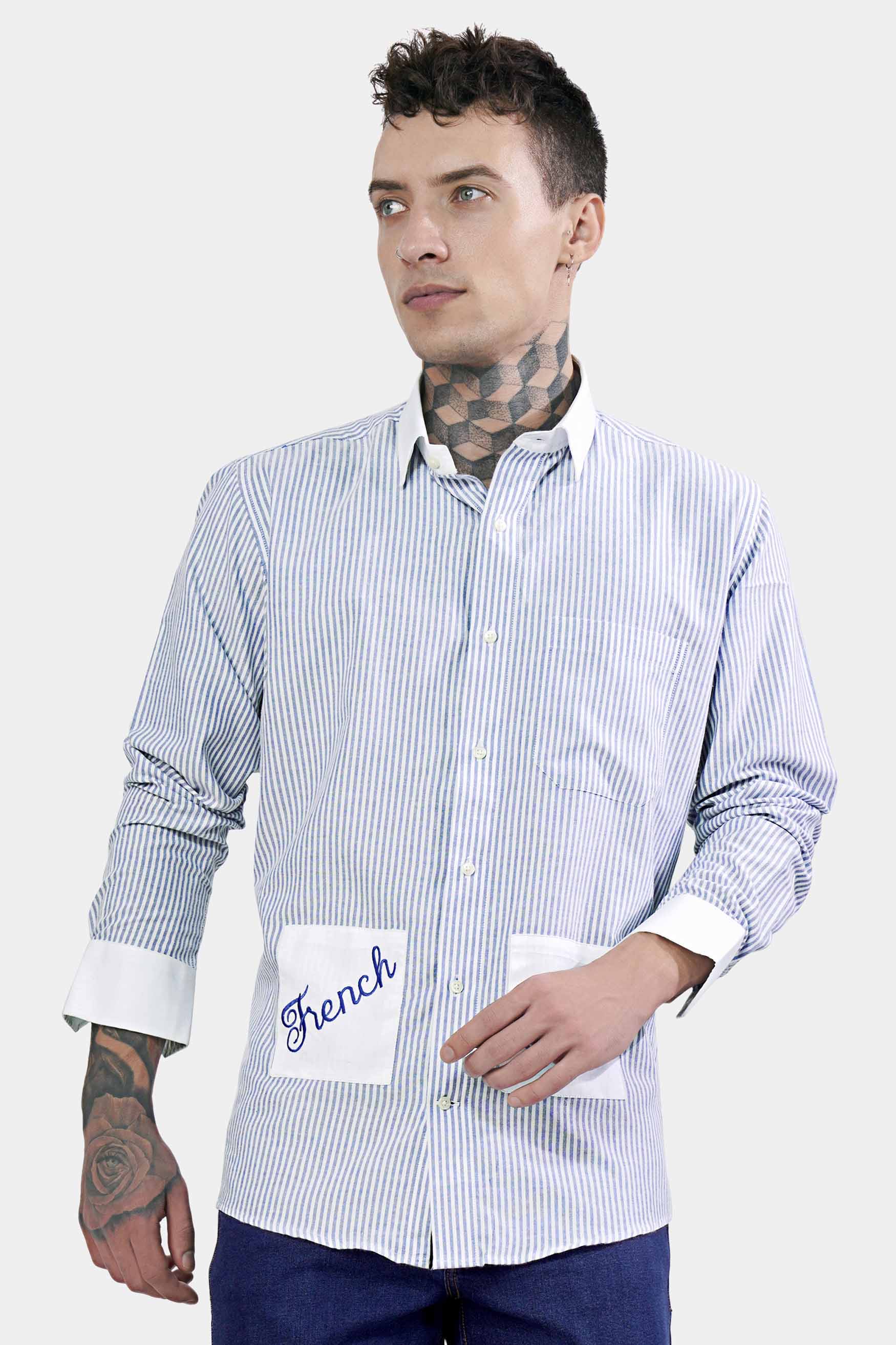 Casper Blue and White Striped Brand Name Patchwork Royal Oxford Designer Shirt 8713-WCC-E277-38, 8713-WCC-E277-H-38, 8713-WCC-E277-39, 8713-WCC-E277-H-39, 8713-WCC-E277-40, 8713-WCC-E277-H-40, 8713-WCC-E277-42, 8713-WCC-E277-H-42, 8713-WCC-E277-44, 8713-WCC-E277-H-44, 8713-WCC-E277-46, 8713-WCC-E277-H-46, 8713-WCC-E277-48, 8713-WCC-E277-H-48, 8713-WCC-E277-50, 8713-WCC-E277-H-50, 8713-WCC-E277-52, 8713-WCC-E277-H-52