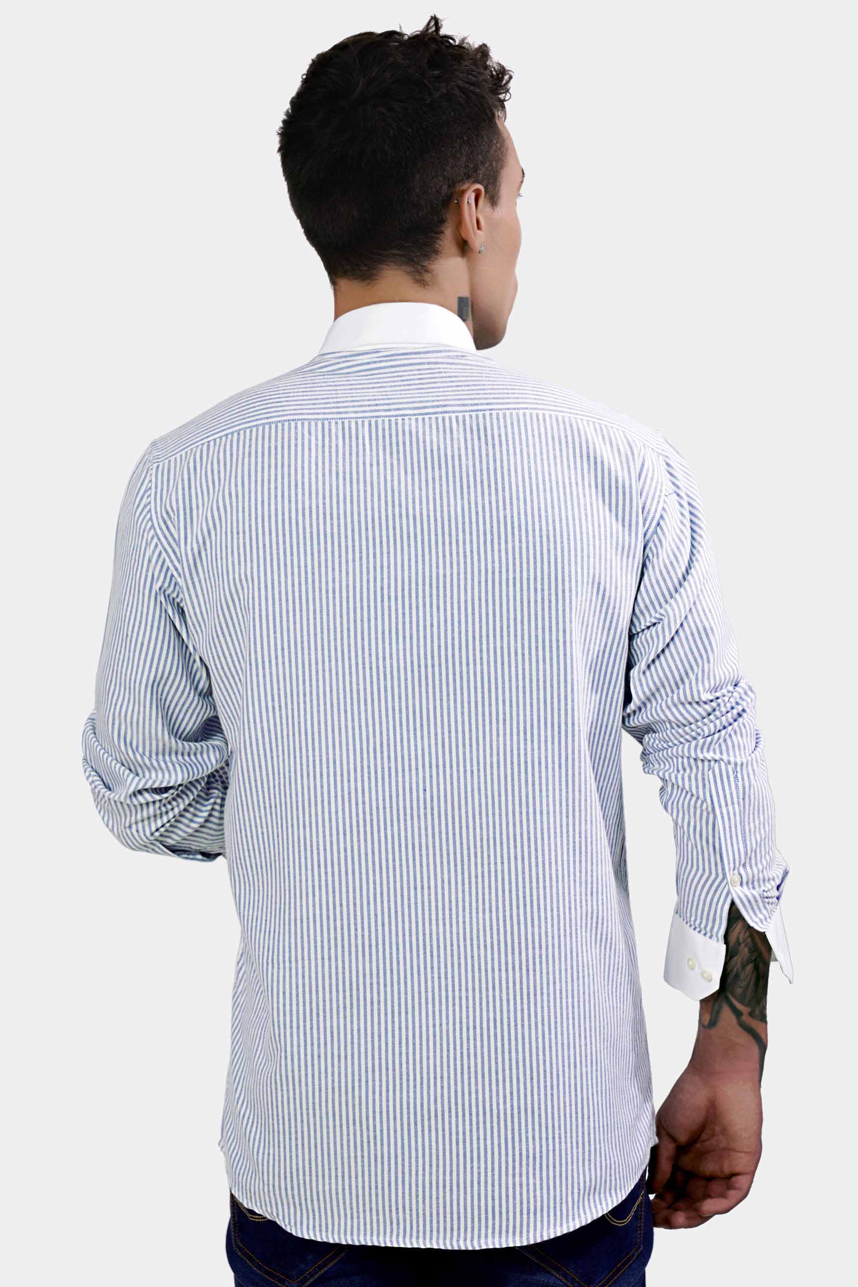 Casper Blue and White Striped Brand Name Patchwork Royal Oxford Designer Shirt 8713-WCC-E277-38, 8713-WCC-E277-H-38, 8713-WCC-E277-39, 8713-WCC-E277-H-39, 8713-WCC-E277-40, 8713-WCC-E277-H-40, 8713-WCC-E277-42, 8713-WCC-E277-H-42, 8713-WCC-E277-44, 8713-WCC-E277-H-44, 8713-WCC-E277-46, 8713-WCC-E277-H-46, 8713-WCC-E277-48, 8713-WCC-E277-H-48, 8713-WCC-E277-50, 8713-WCC-E277-H-50, 8713-WCC-E277-52, 8713-WCC-E277-H-52