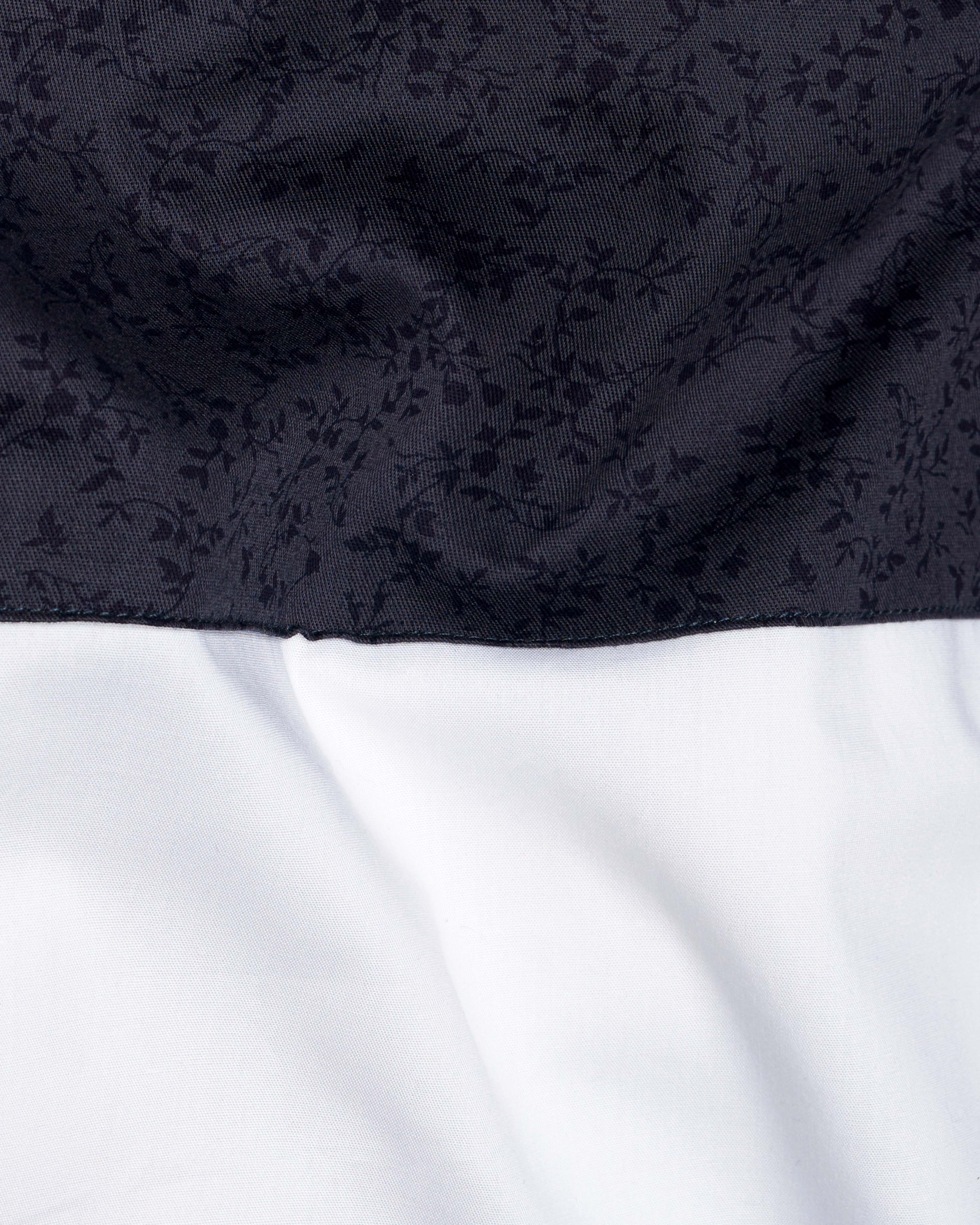 Bright White with Rangoon Blue Patch Work Premium Cotton Designer Shirt