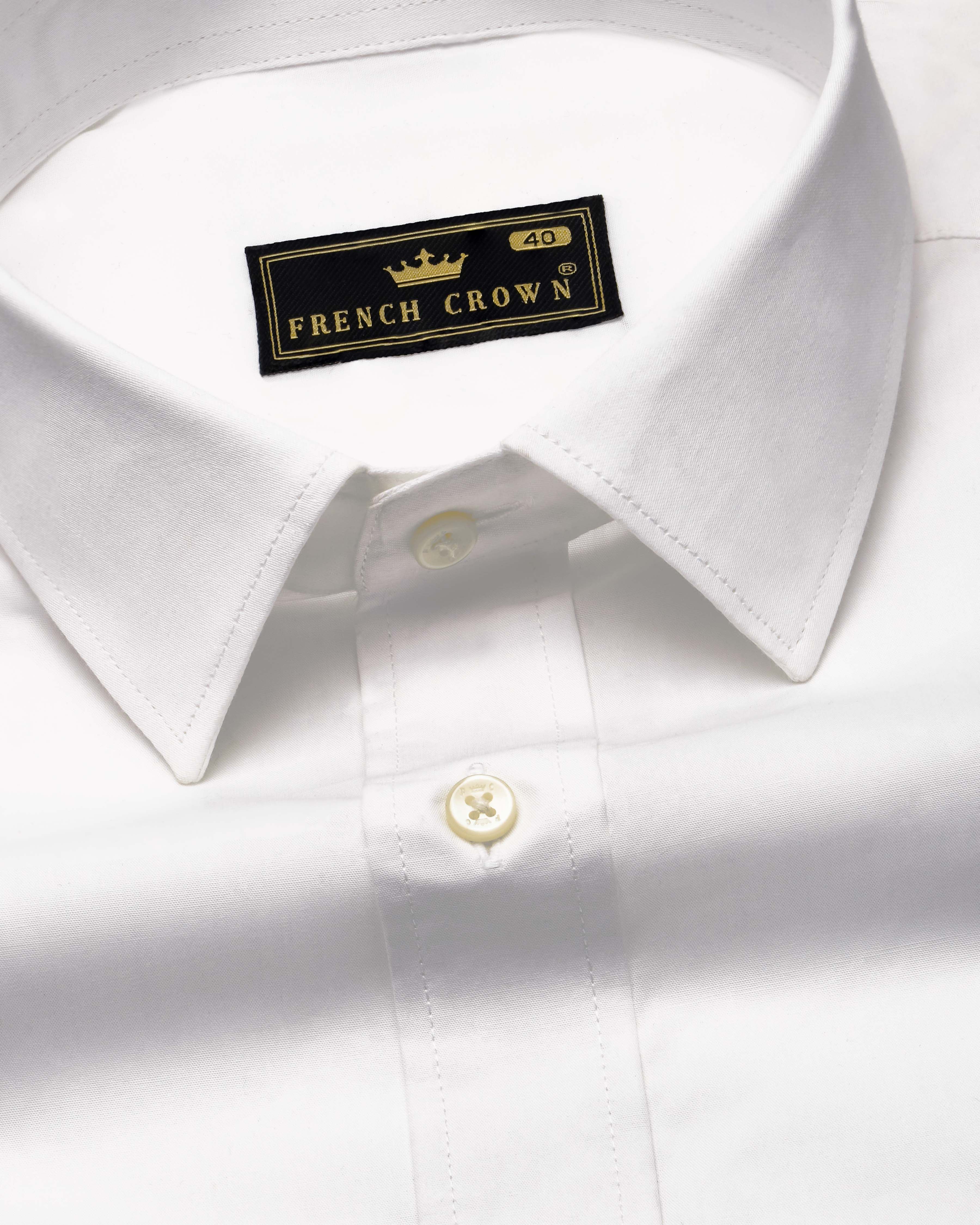 Bright White with Rangoon Blue Patch Work Premium Cotton Designer Shirt