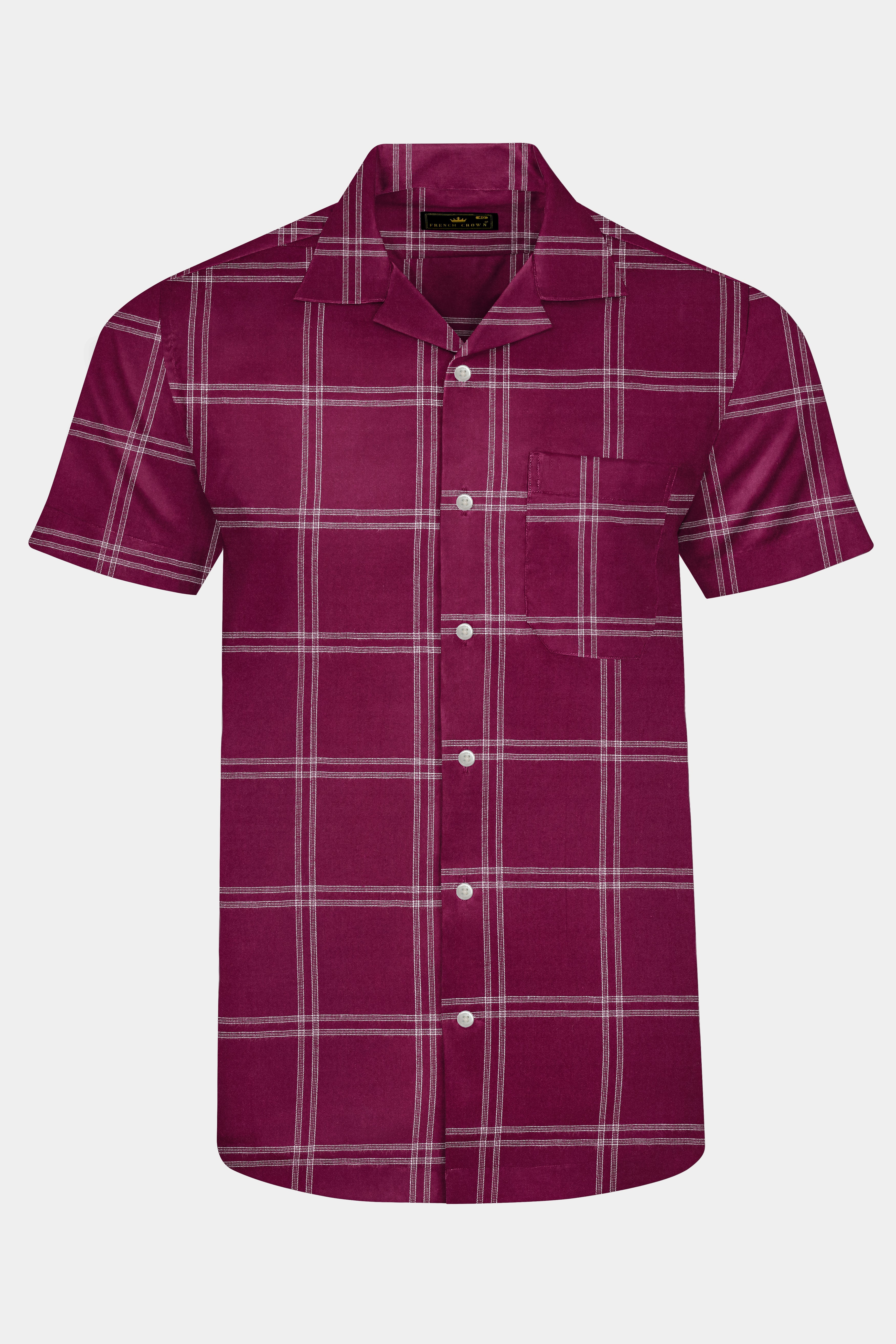 Barossa Maroon checkered half sleeve Flannel Shirt