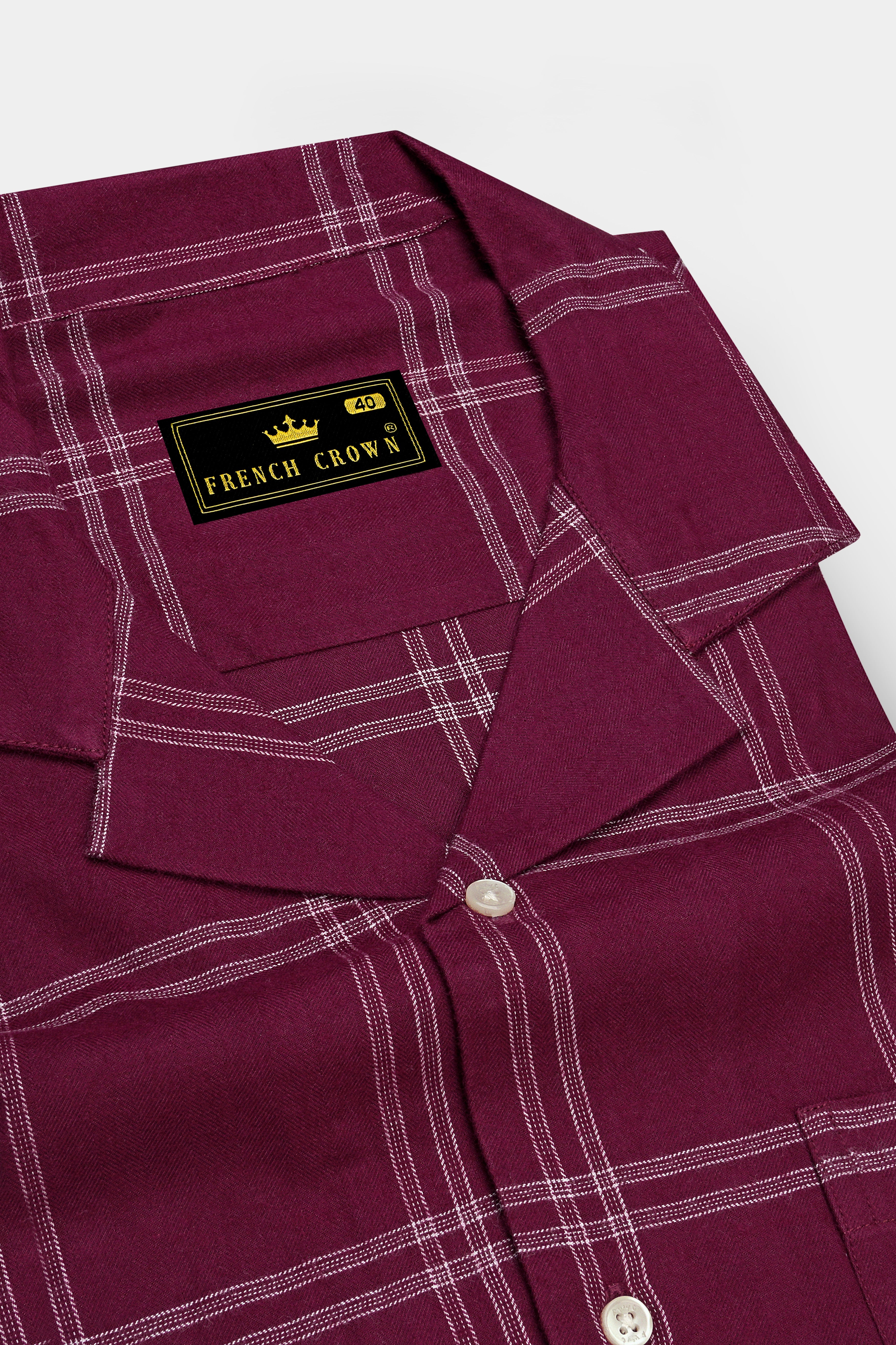 Barossa Maroon checkered half sleeve Flannel Shirt