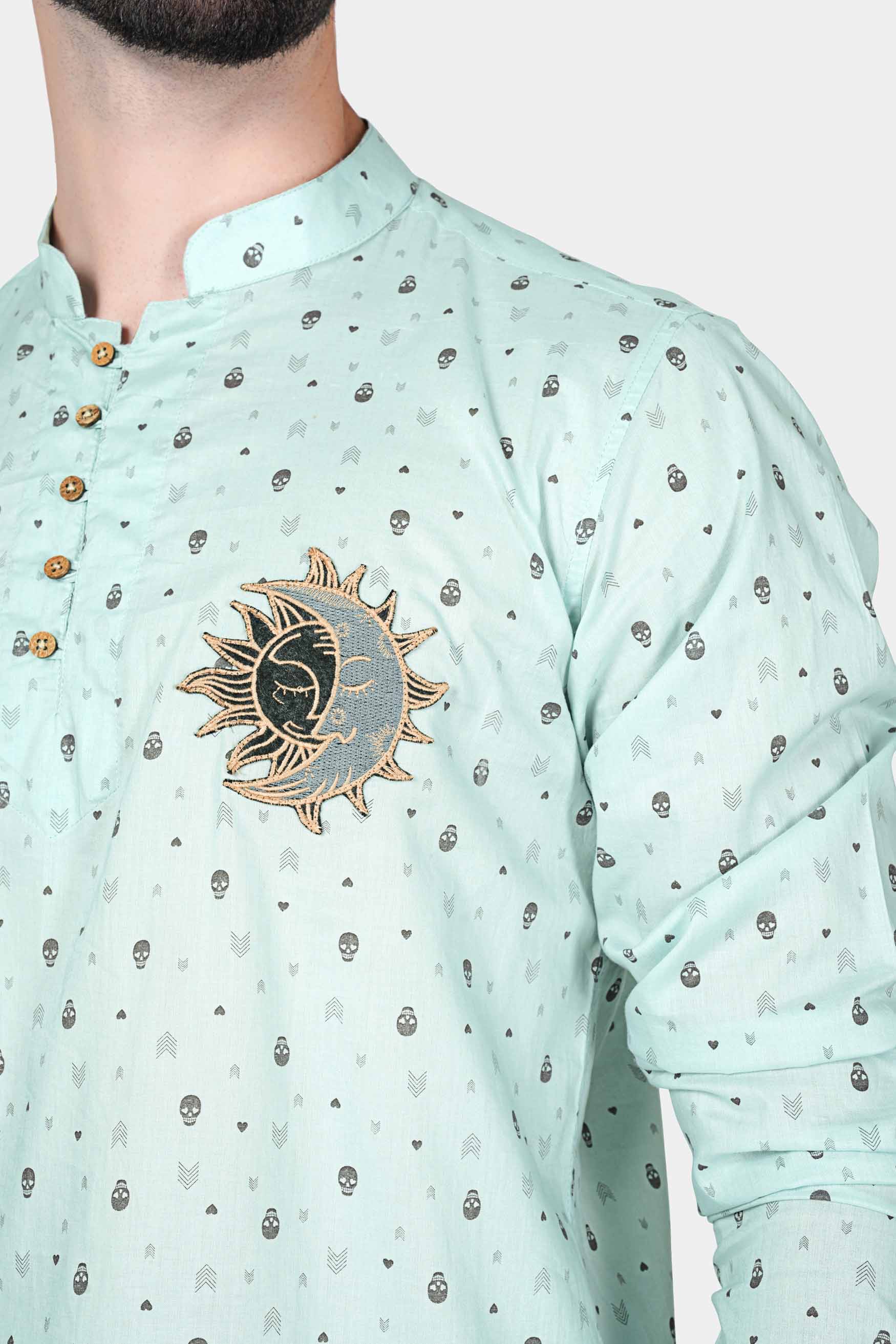 Sea Mist Blue and Pablo Brown Sun-Moon Patchwork Premium Cotton Designer Kurta Shirt 8756-KS-E295-38, 8756-KS-E295-H-38, 8756-KS-E295-39, 8756-KS-E295-H-39, 8756-KS-E295-40, 8756-KS-E295-H-40, 8756-KS-E295-42, 8756-KS-E295-H-42, 8756-KS-E295-44, 8756-KS-E295-H-44, 8756-KS-E295-46, 8756-KS-E295-H-46, 8756-KS-E295-48, 8756-KS-E295-H-48, 8756-KS-E295-50, 8756-KS-E295-H-50, 8756-KS-E295-52, 8756-KS-E295-H-52