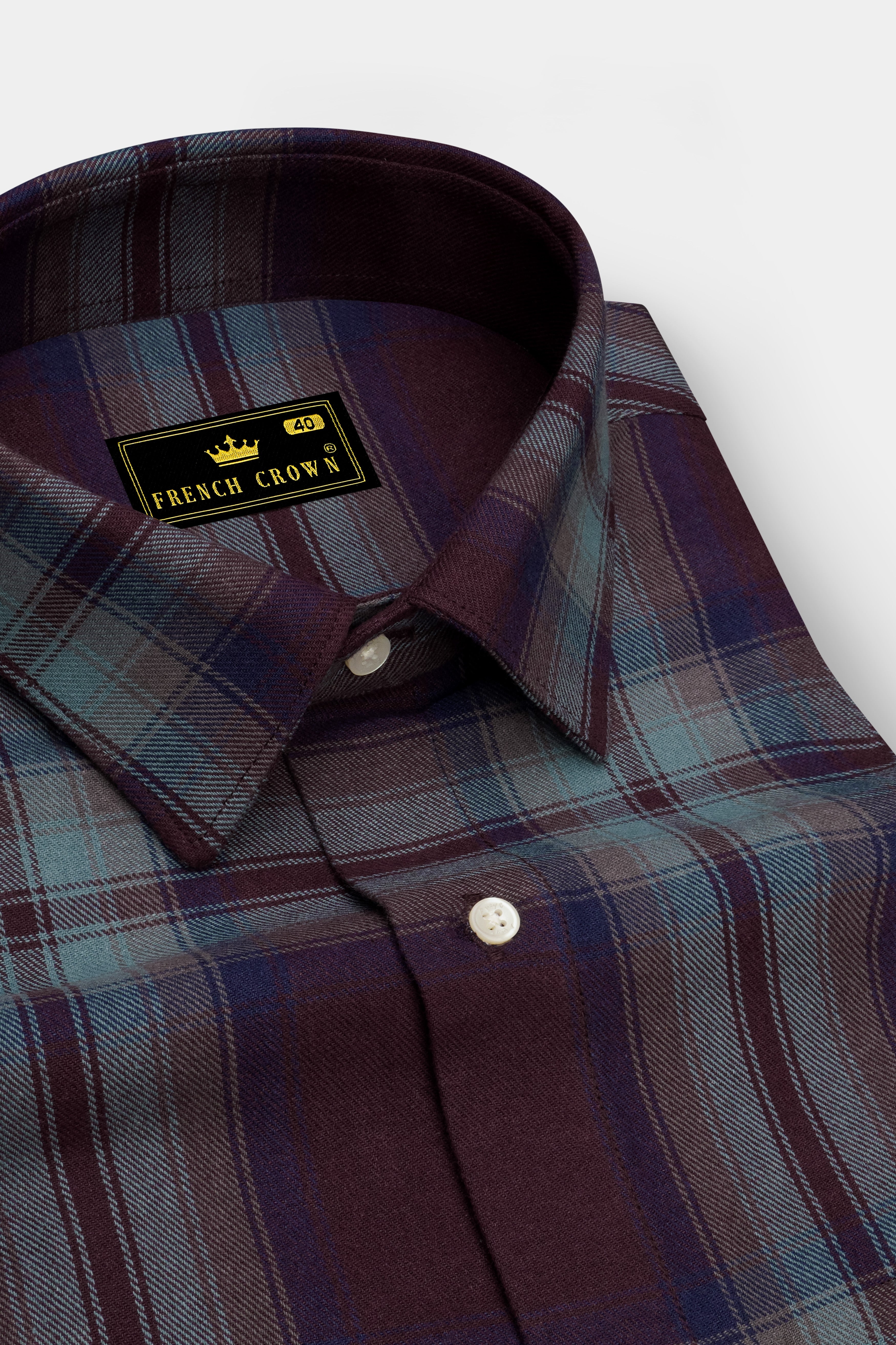 Matterhorn Brown with CloudBurst Blue Twill Premium Cotton Shirt