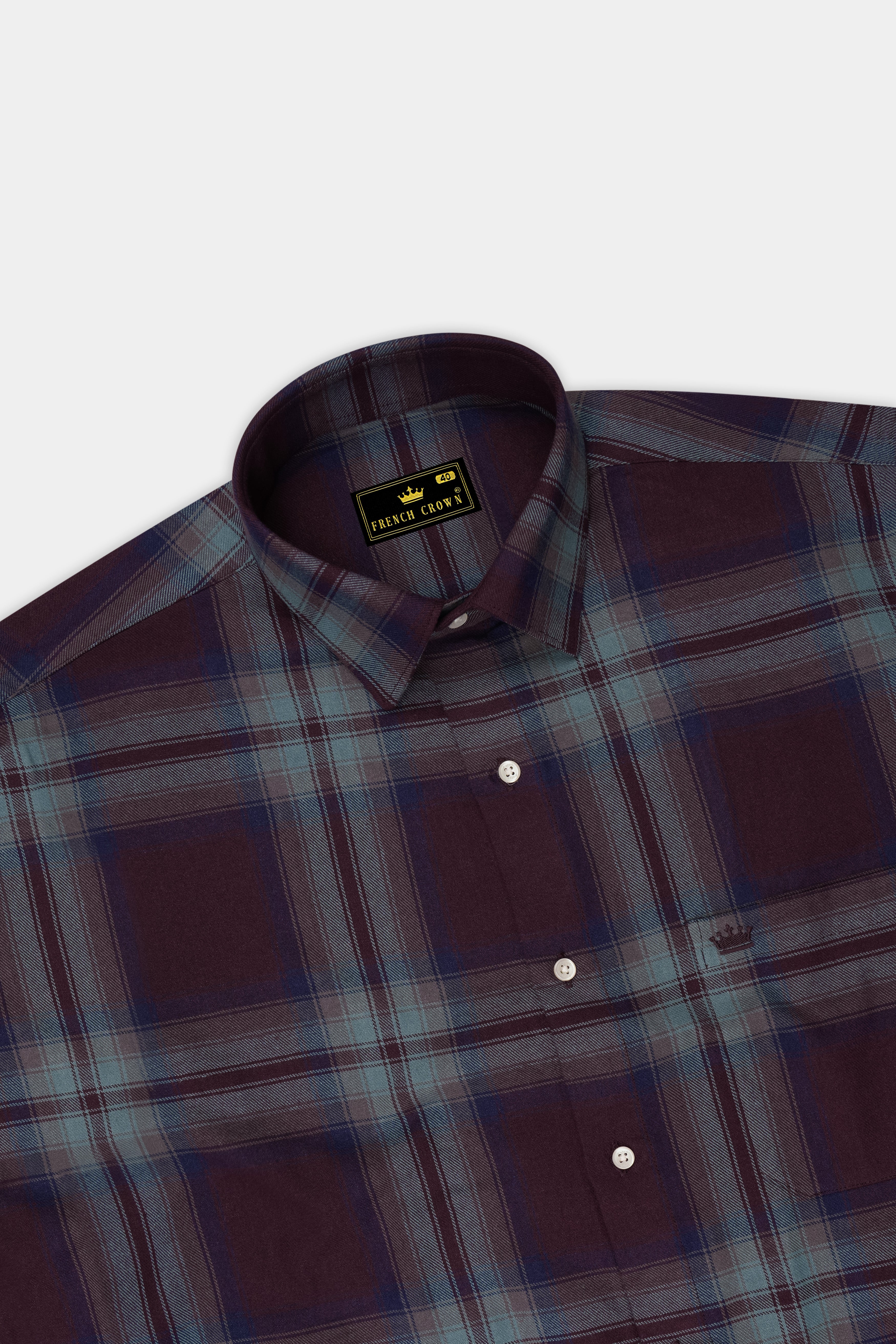 Matterhorn Brown with CloudBurst Blue Twill Premium Cotton Shirt