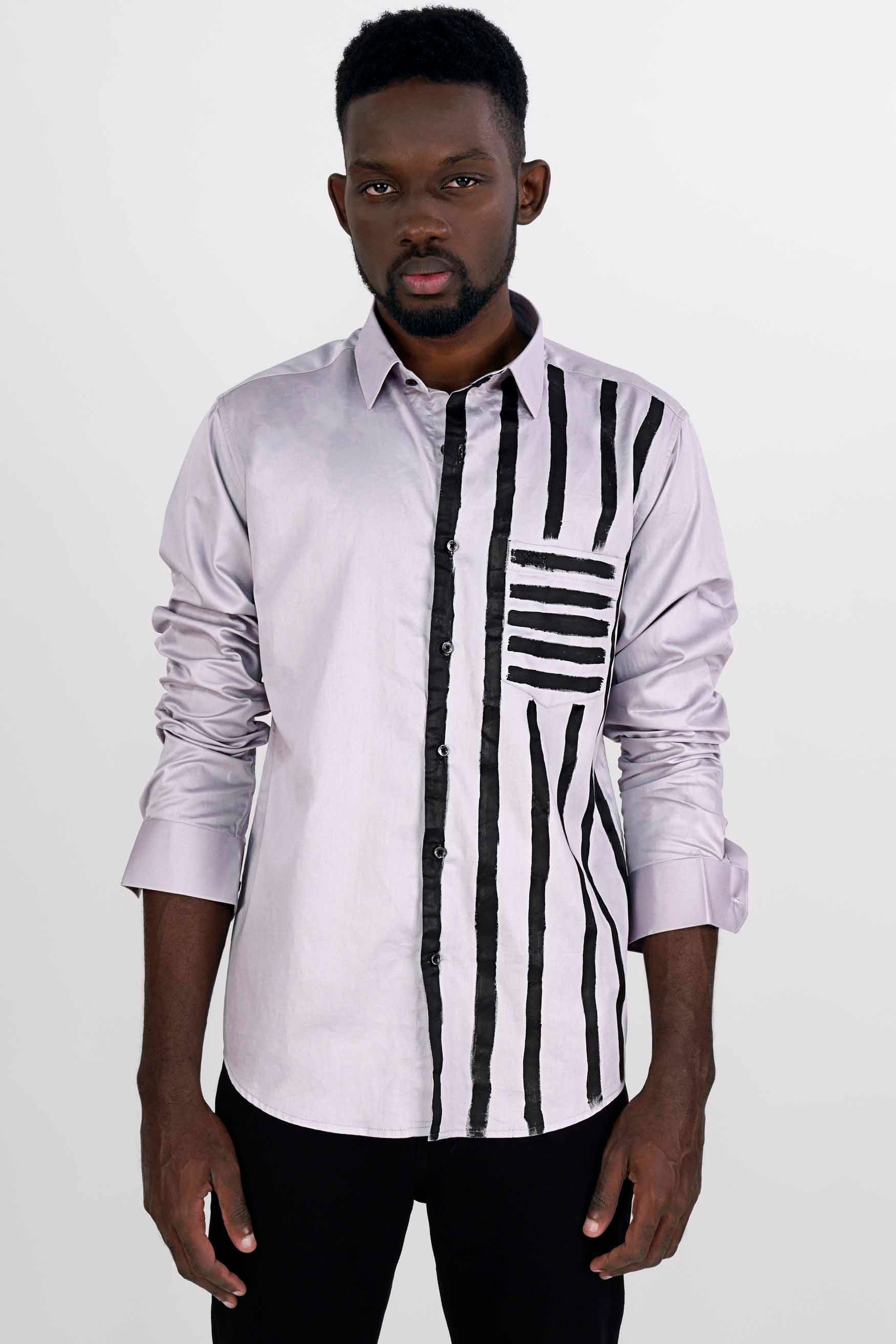 Pale Slate Gray with Black Hand Painted Super Soft Premium Cotton Designer Shirt 8819-BLK-ART-38, 8819-BLK-ART-H-38, 8819-BLK-ART-39, 8819-BLK-ART-H-39, 8819-BLK-ART-40, 8819-BLK-ART-H-40, 8819-BLK-ART-42, 8819-BLK-ART-H-42, 8819-BLK-ART-44, 8819-BLK-ART-H-44, 8819-BLK-ART-46, 8819-BLK-ART-H-46, 8819-BLK-ART-48, 8819-BLK-ART-H-48, 8819-BLK-ART-50, 8819-BLK-ART-H-50, 8819-BLK-ART-52, 8819-BLK-ART-H-52