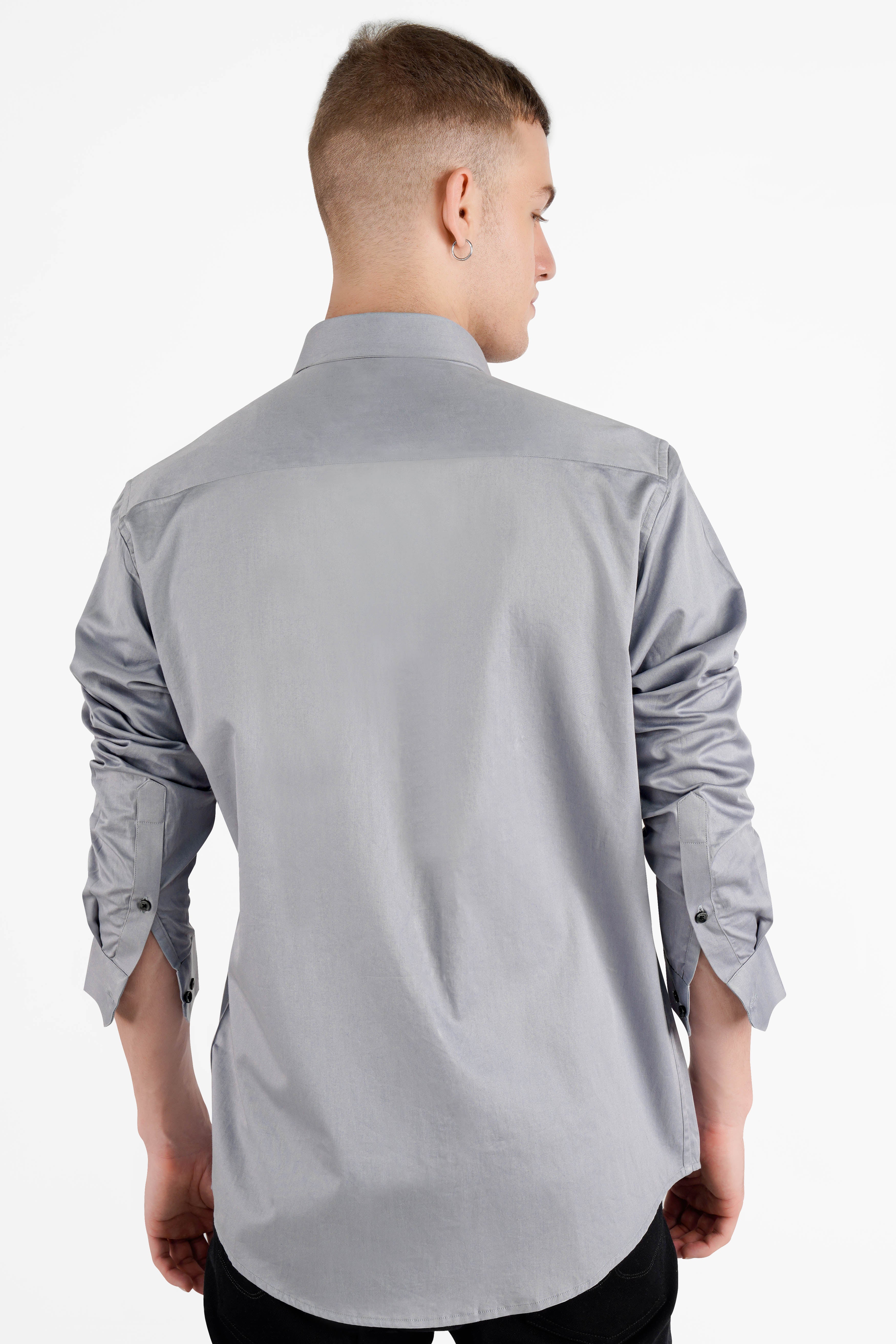 Metallic Gray Embroidered Royal Oxford Designer Shirt