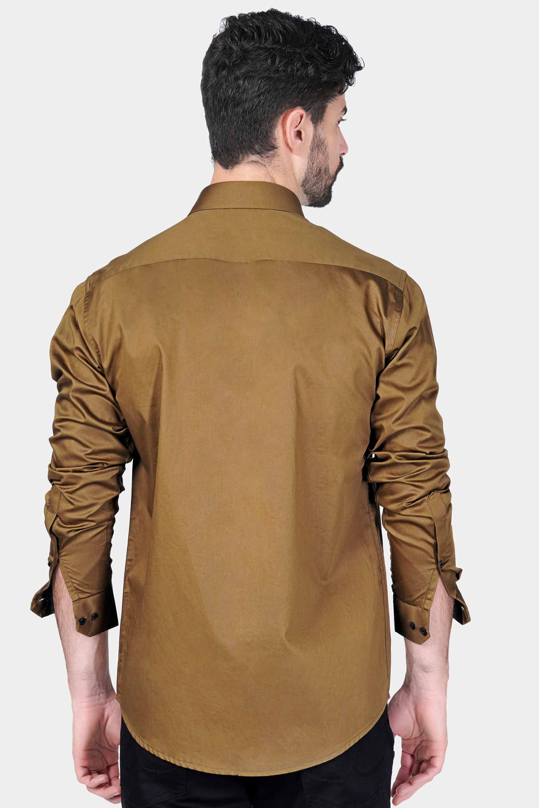 Nutmeg Brown French Crown Hand Painted Subtle Sheen Super Soft Premium Cotton Designer Shirt