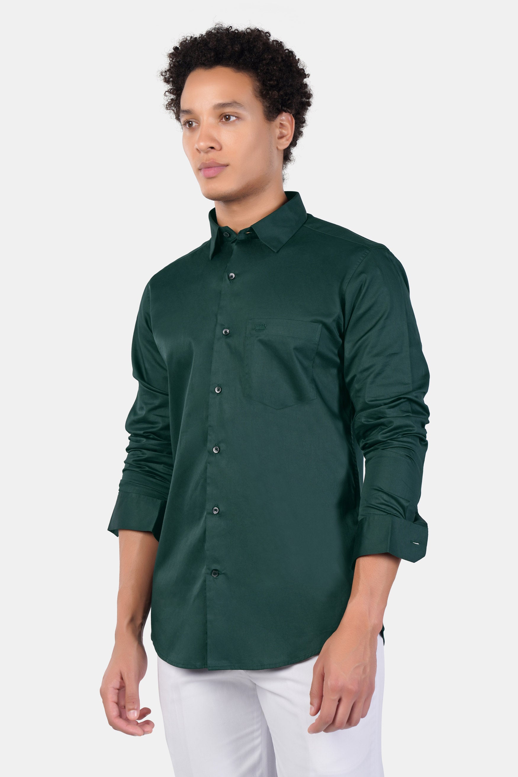 Burnham Green French Crown Printed Subtle Sheen Super Soft Premium Cotton Designer Shirt