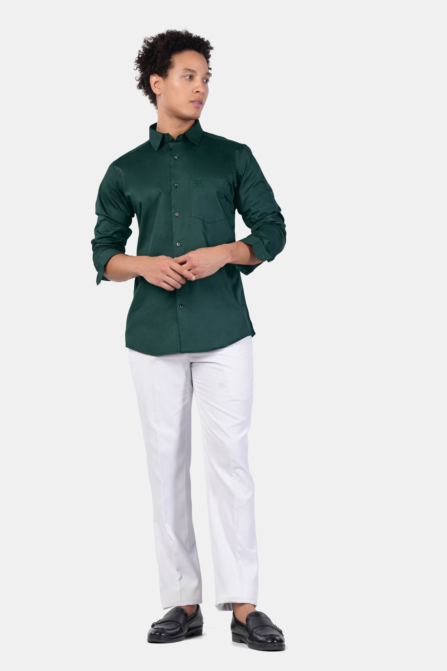 Burnham Green French Crown Printed Subtle Sheen Super Soft Premium Cotton Designer Shirt