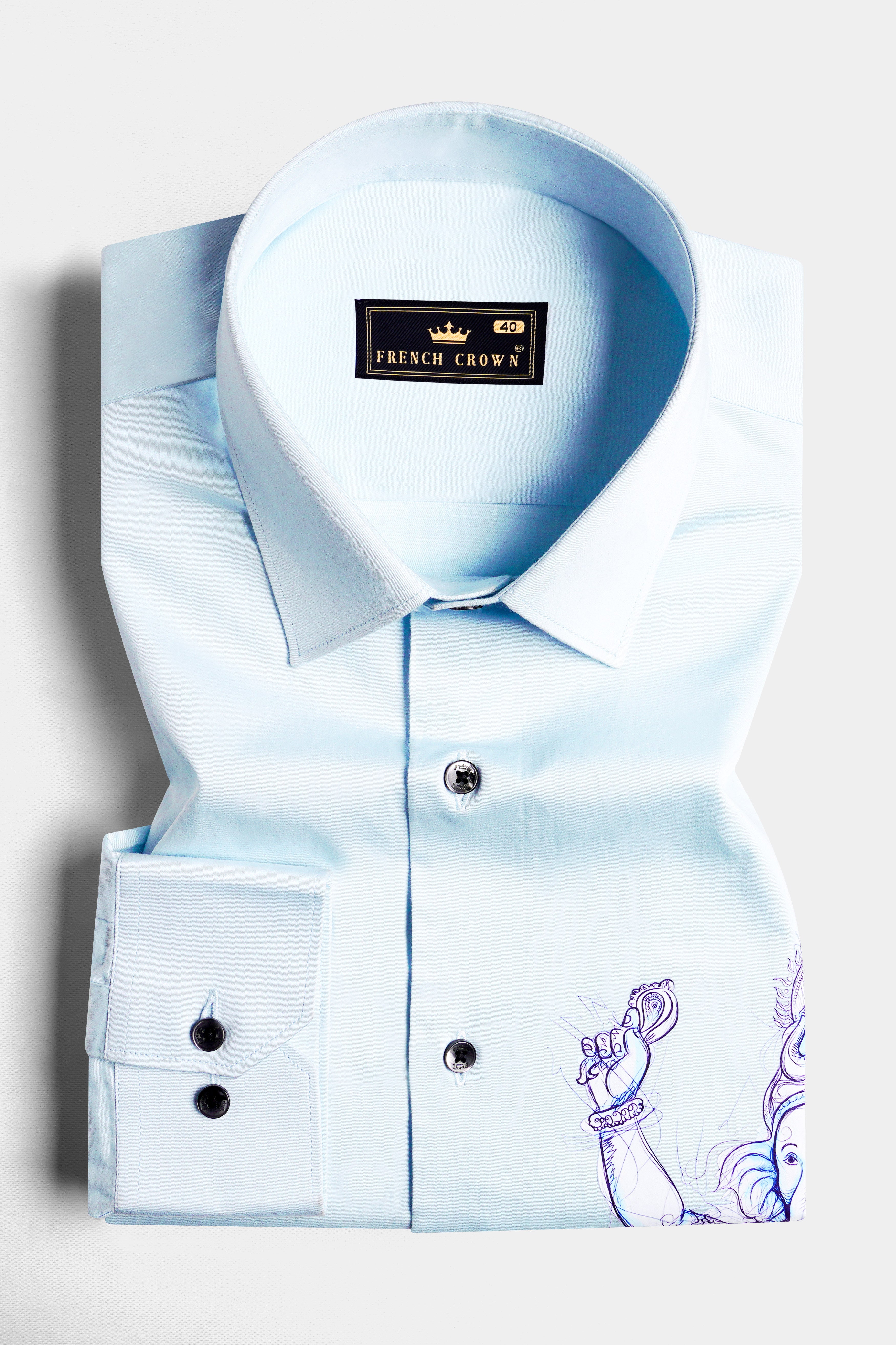 Blizzard Blue Lord Ganesha Printed Subtle Sheen Super Soft Premium Cotton Designer Shirt 8883-BLK-RPRT079-38, 8883-BLK-RPRT079-H-38, 8883-BLK-RPRT079-39, 8883-BLK-RPRT079-H-39, 8883-BLK-RPRT079-40, 8883-BLK-RPRT079-H-40, 8883-BLK-RPRT079-42, 8883-BLK-RPRT079-H-42, 8883-BLK-RPRT079-44, 8883-BLK-RPRT079-H-44, 8883-BLK-RPRT079-46, 8883-BLK-RPRT079-H-46, 8883-BLK-RPRT079-48, 8883-BLK-RPRT079-H-48, 8883-BLK-RPRT079-50, 8883-BLK-RPRT079-H-50, 8883-BLK-RPRT079-52, 8883-BLK-RPRT079-H-52