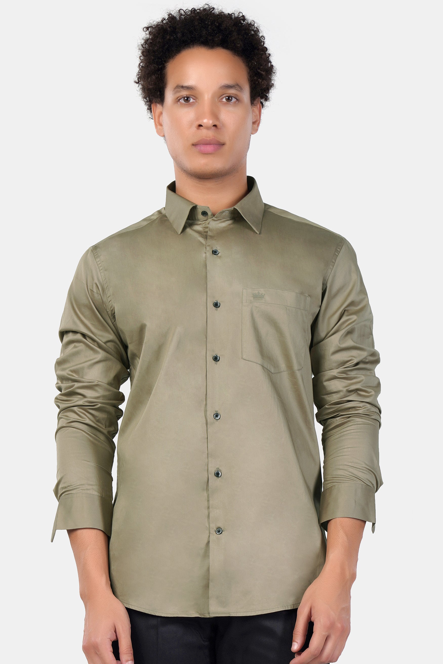 Oyster Brown French Crown Printed Subtle Sheen Super Soft Premium Cotton Designer Shirt