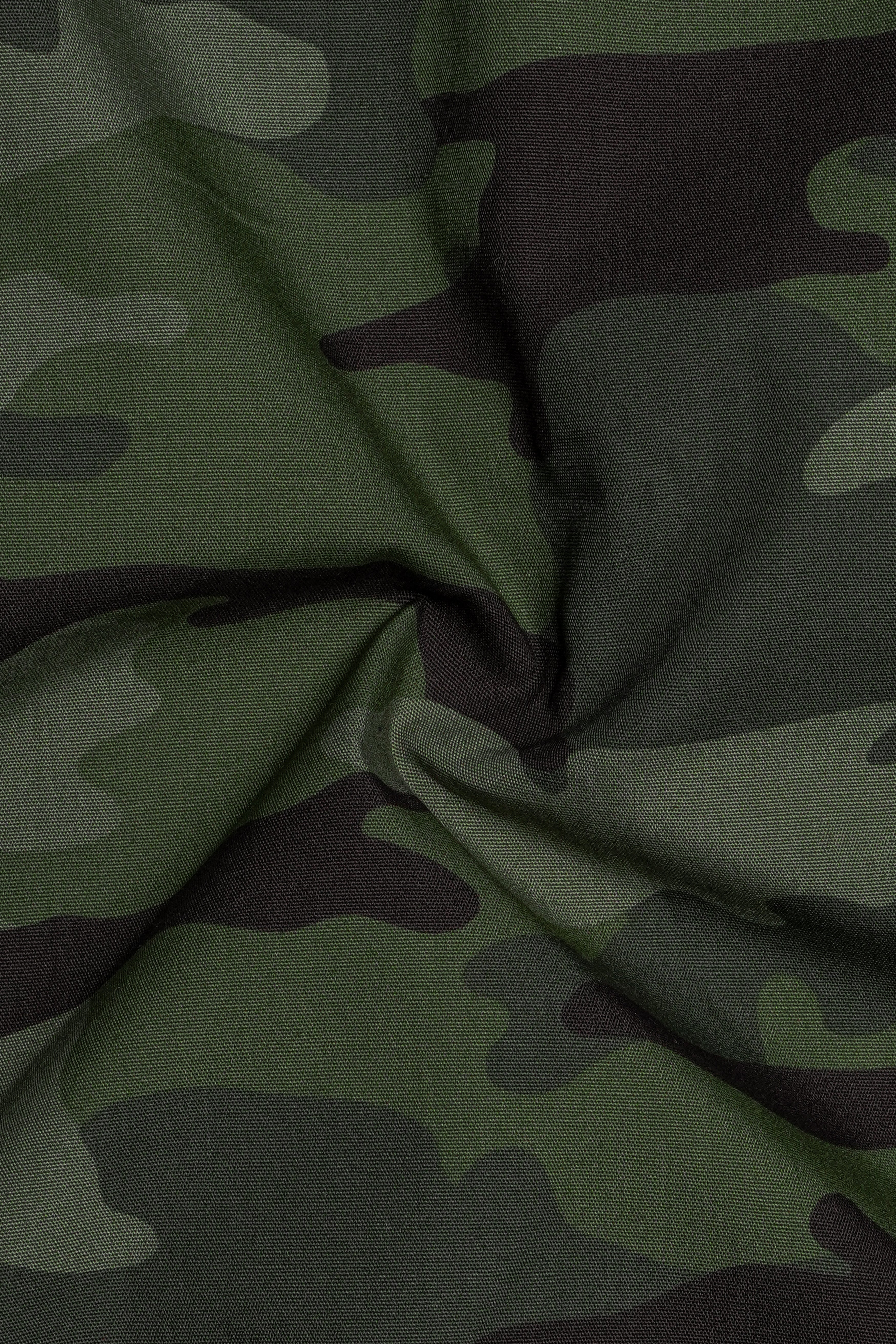 Finch Green with Zeus Brown Camouflage Printed Royal Oxford Designer Shirt