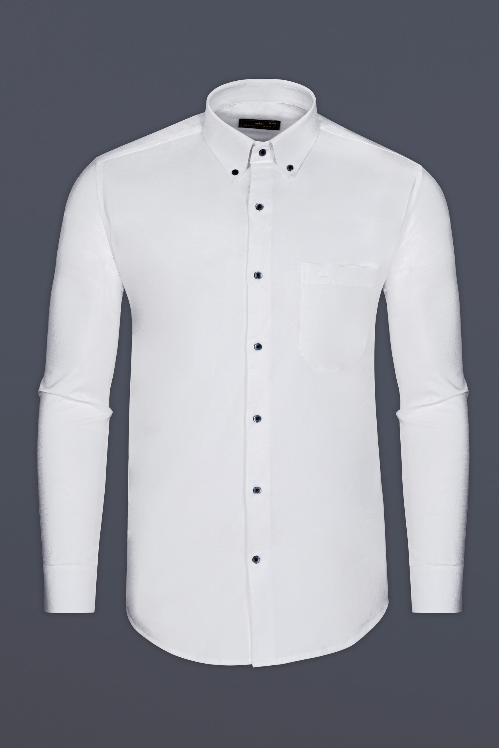 Bright White Dobby Textured Premium Giza Cotton Shirt