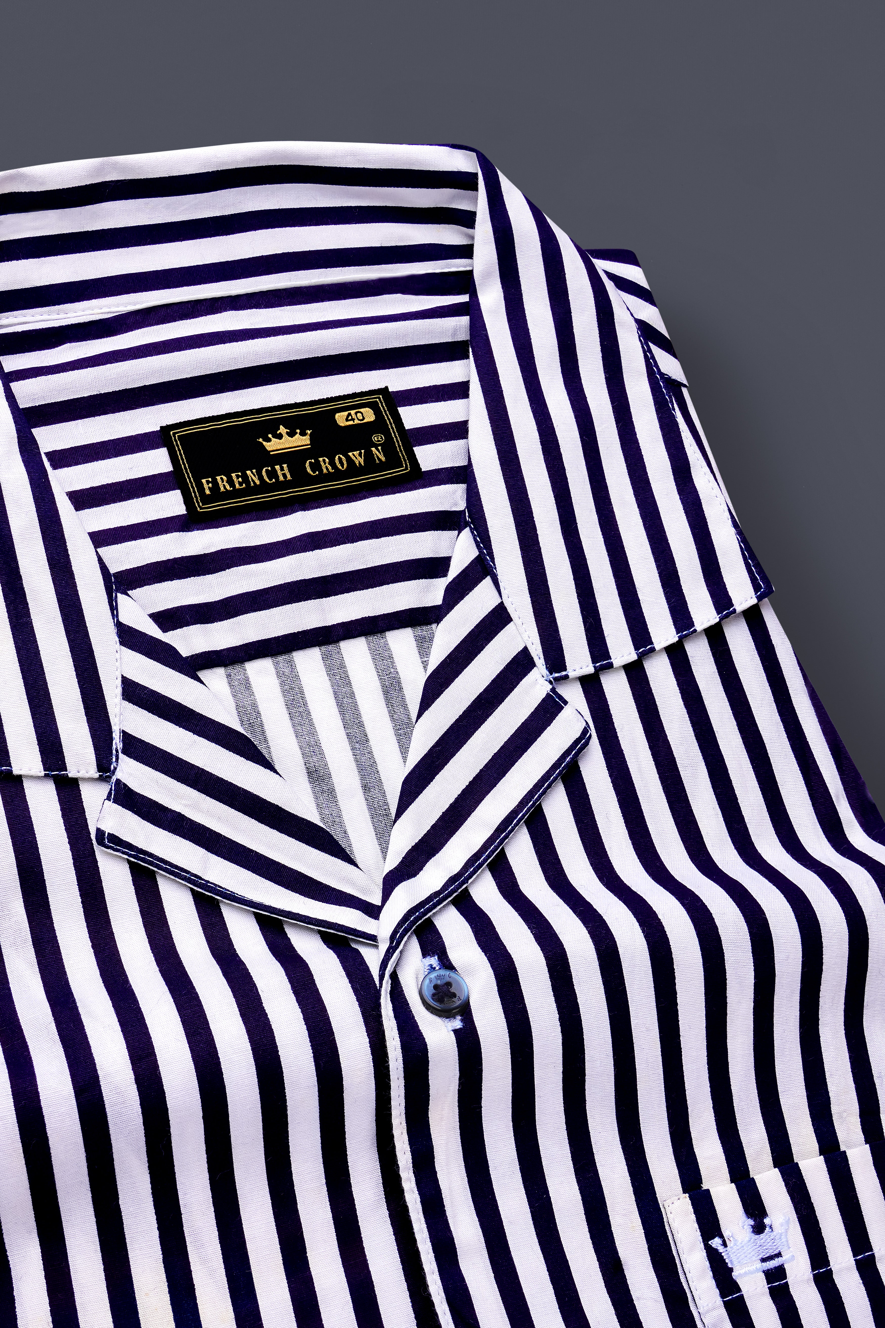 Bright White with Mirage Purple Striped Premium Cotton Shirt