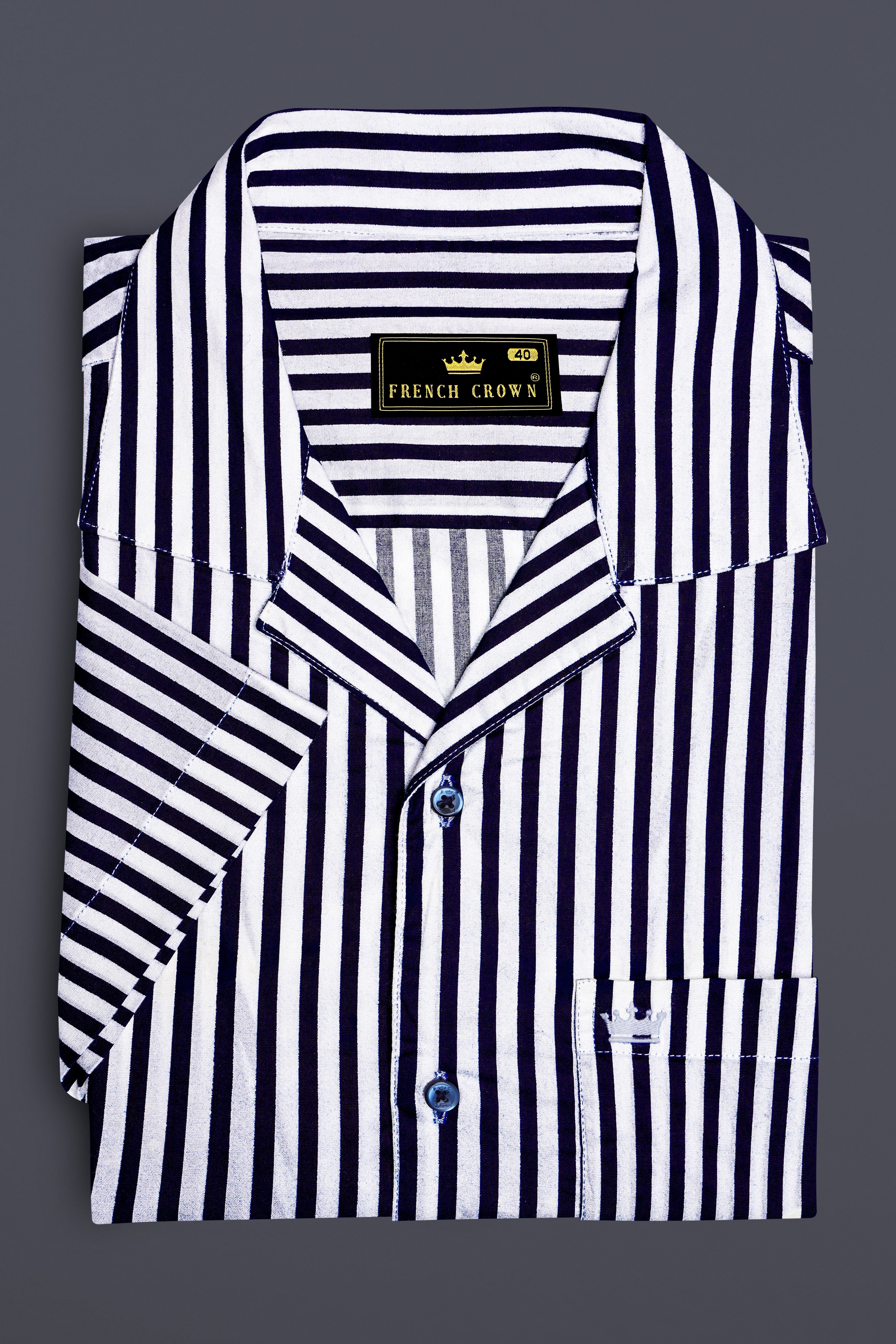 Bright White with Mirage Purple Striped Premium Cotton Shirt