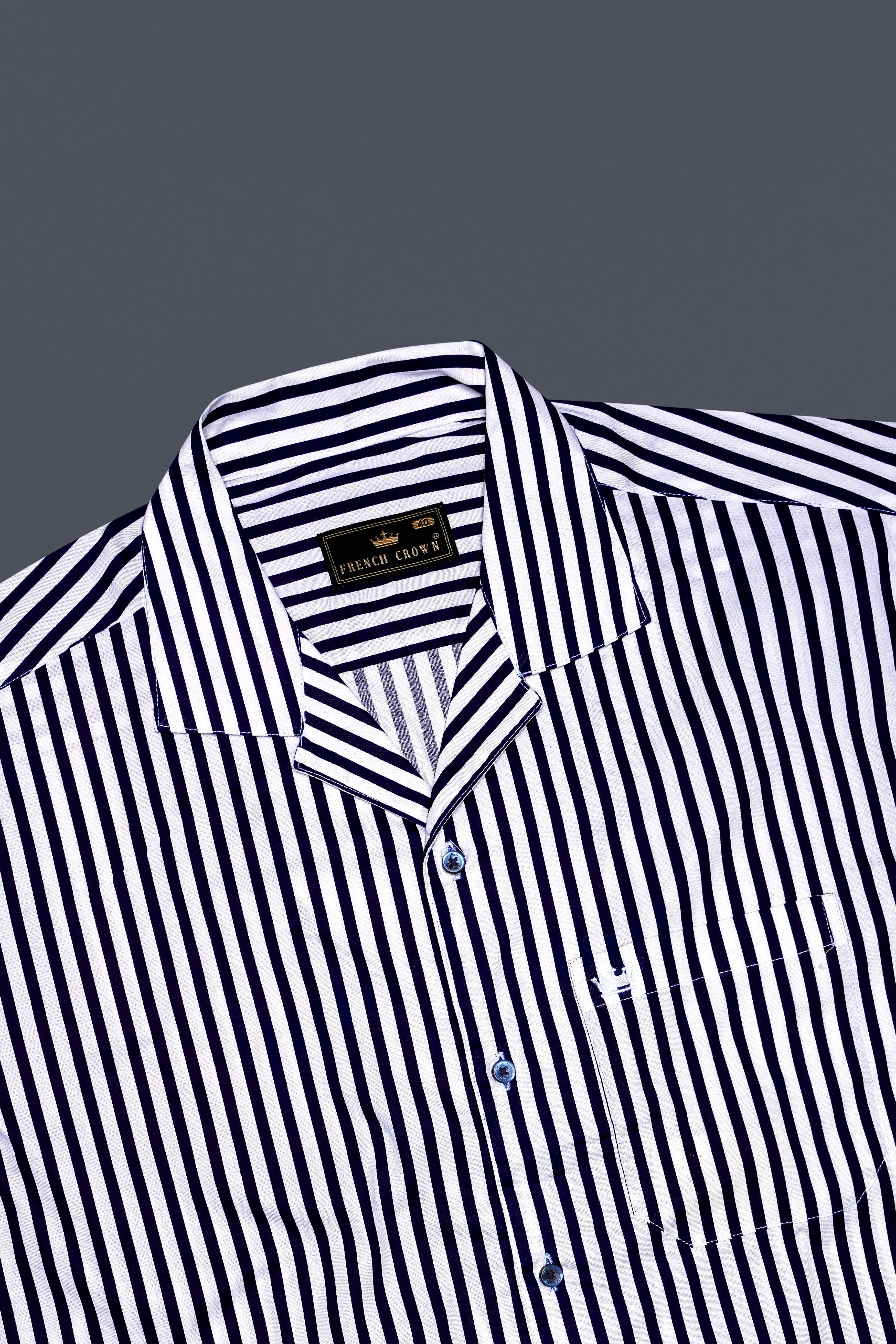 Bright White with Mirage Purple Striped Premium Cotton Shirt