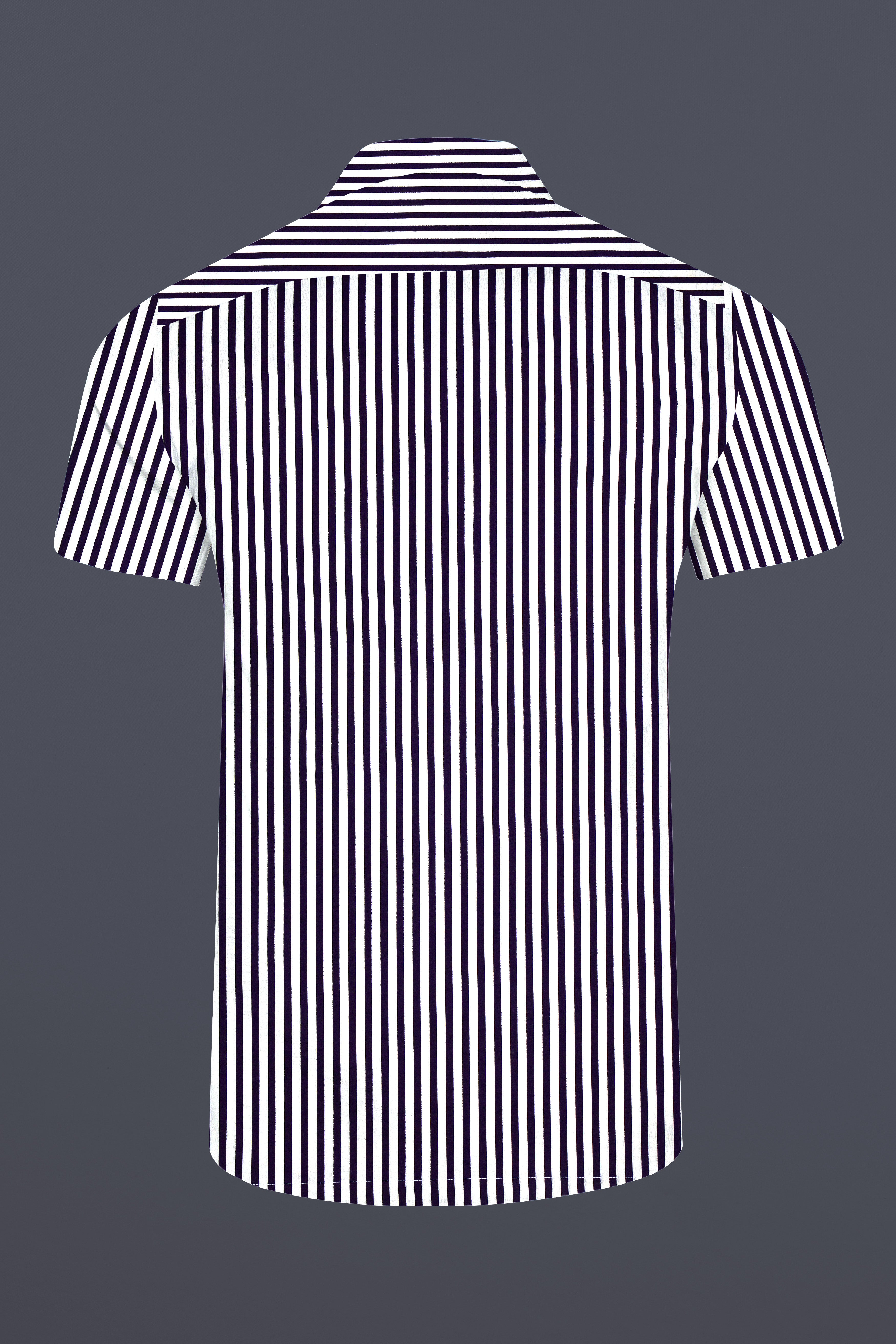 Bright White with Mirage Purple Striped Premium Cotton Shirt