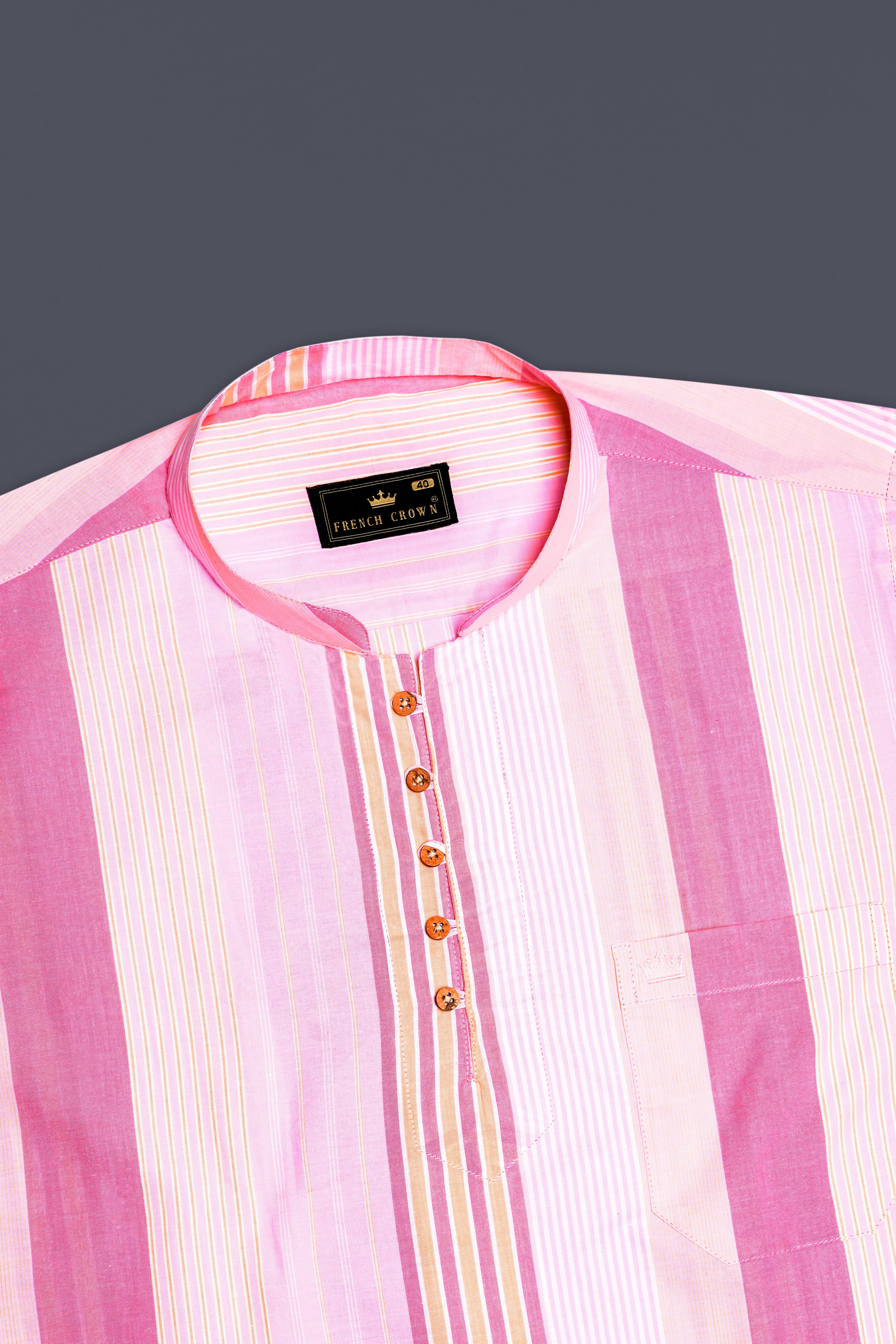 Carissma and Classic Pink Striped Premium Cotton Kurta Shirt