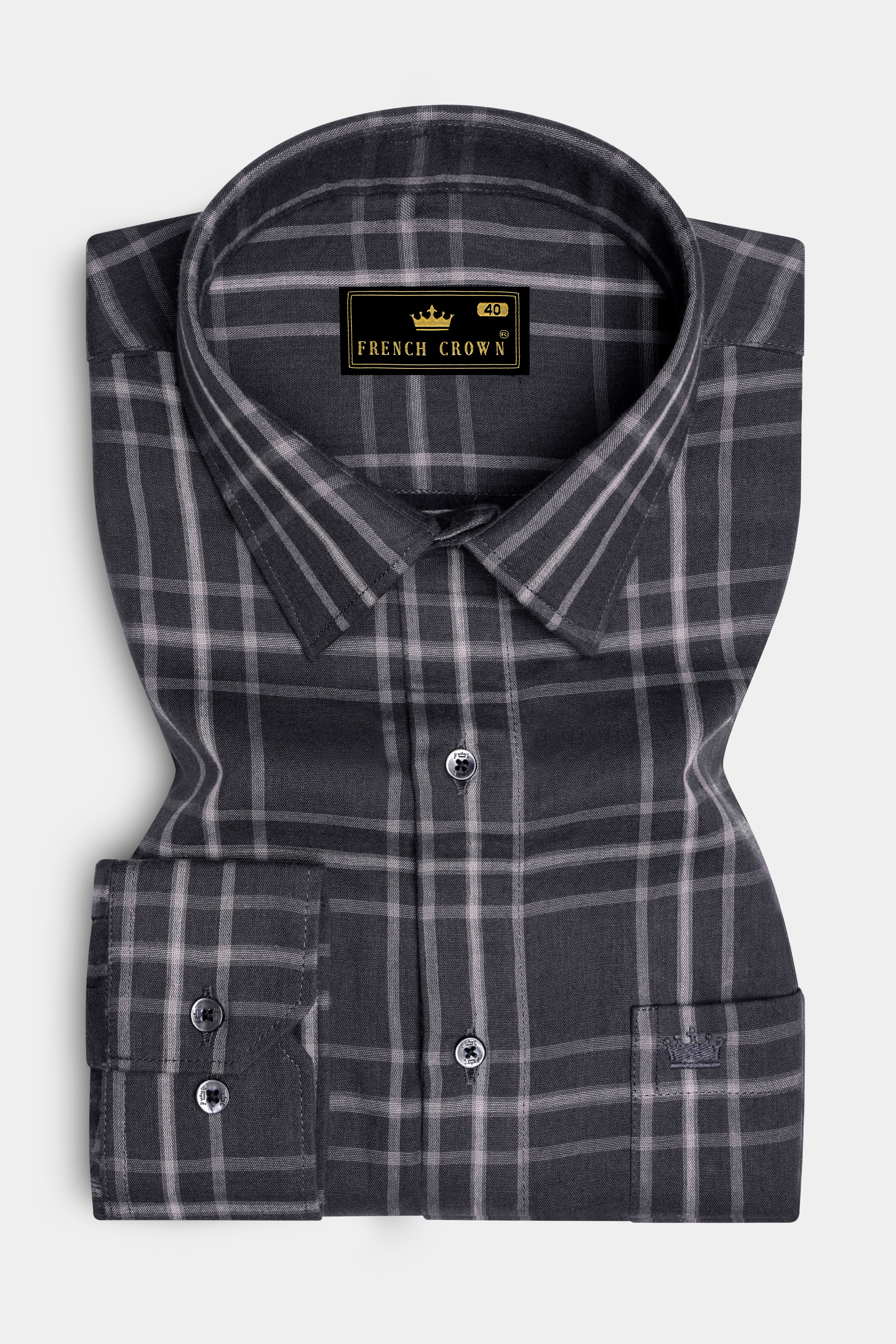 Jade Black with Maverick Pink Twill Windowpane Premium Cotton Shirt