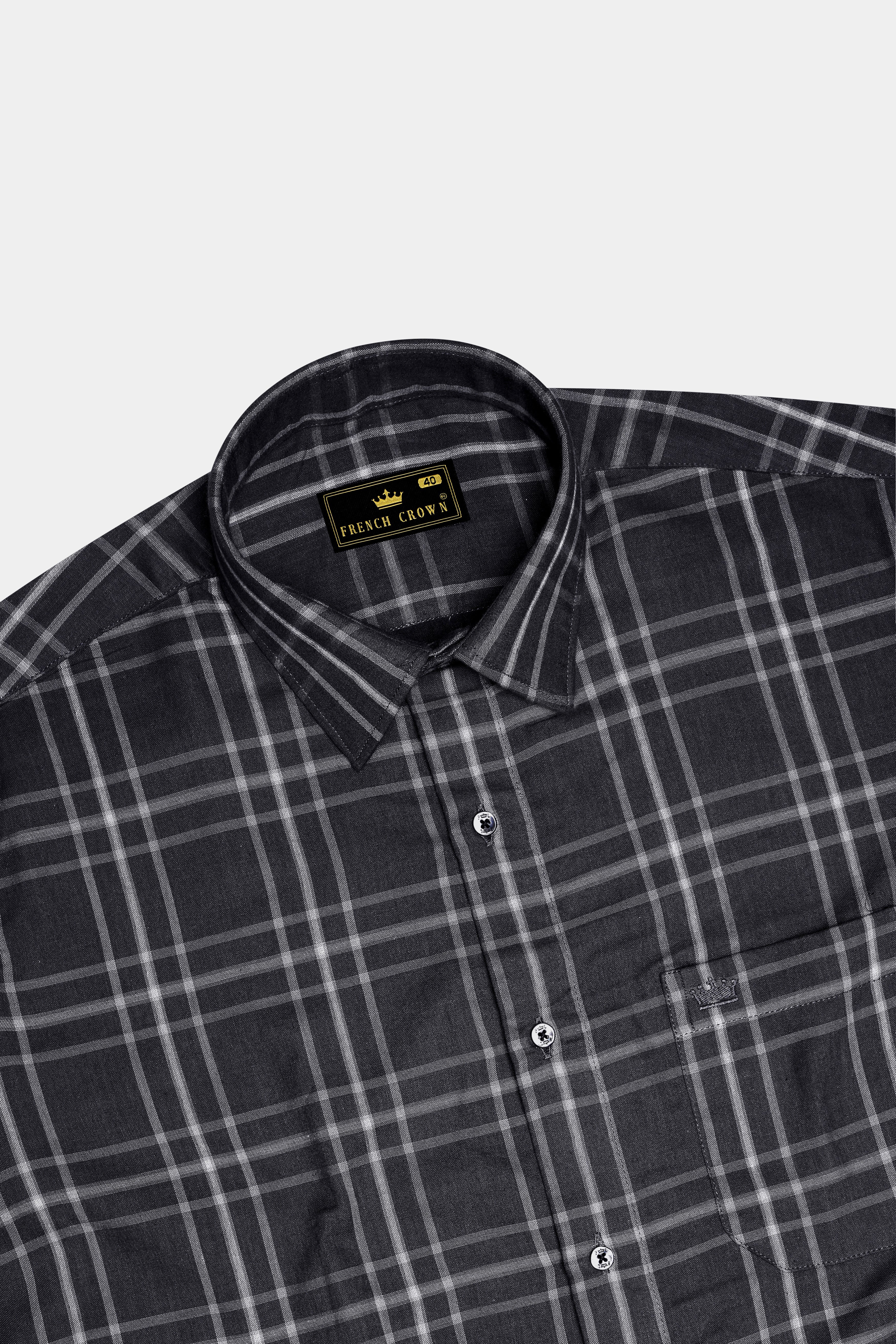 Jade Black with Maverick Pink Twill Windowpane Premium Cotton Shirt